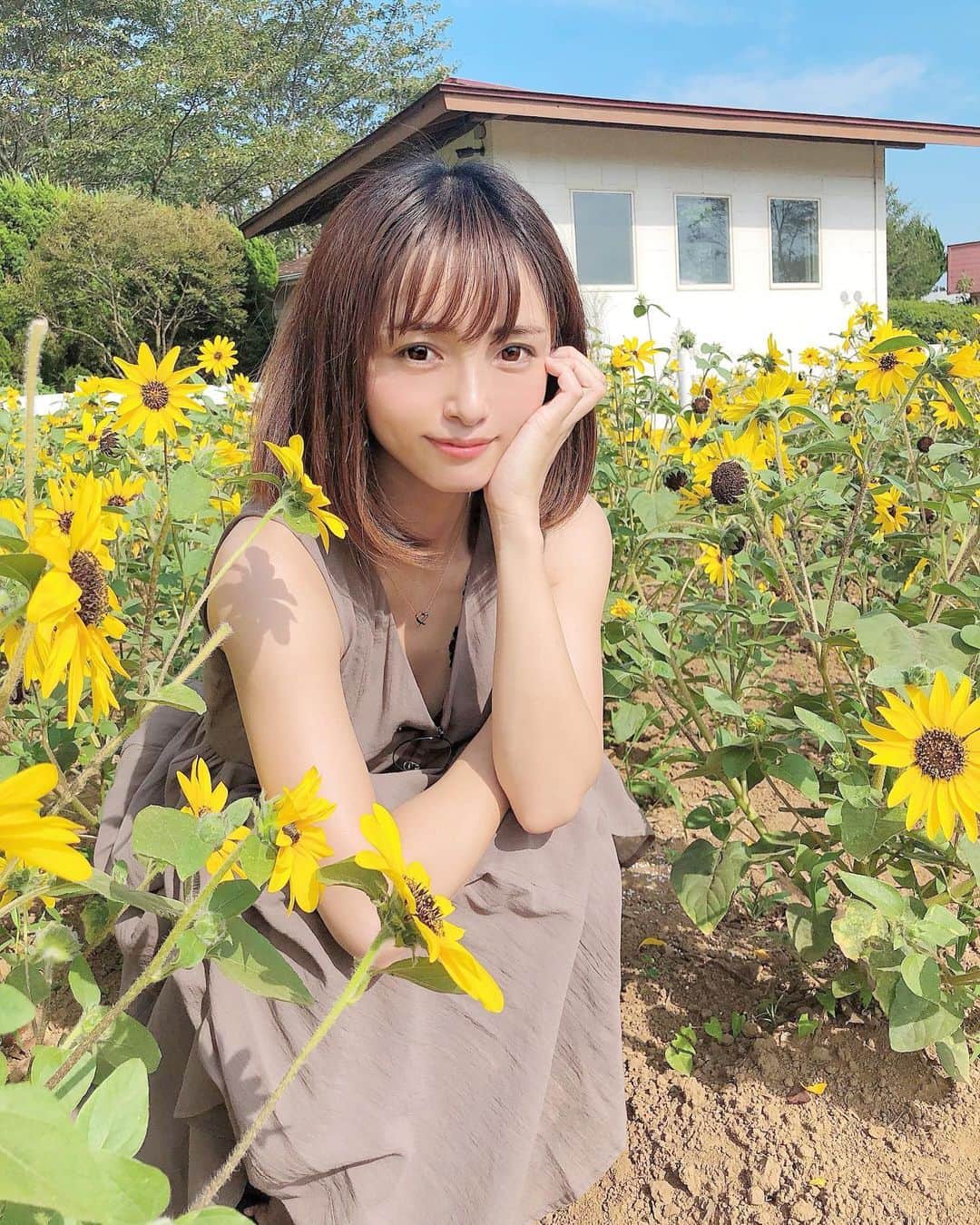 三田寺円のインスタグラム：「🌻🌻🌻 夏休み🍧🎐 ひまわりがサングラスしてた😎」