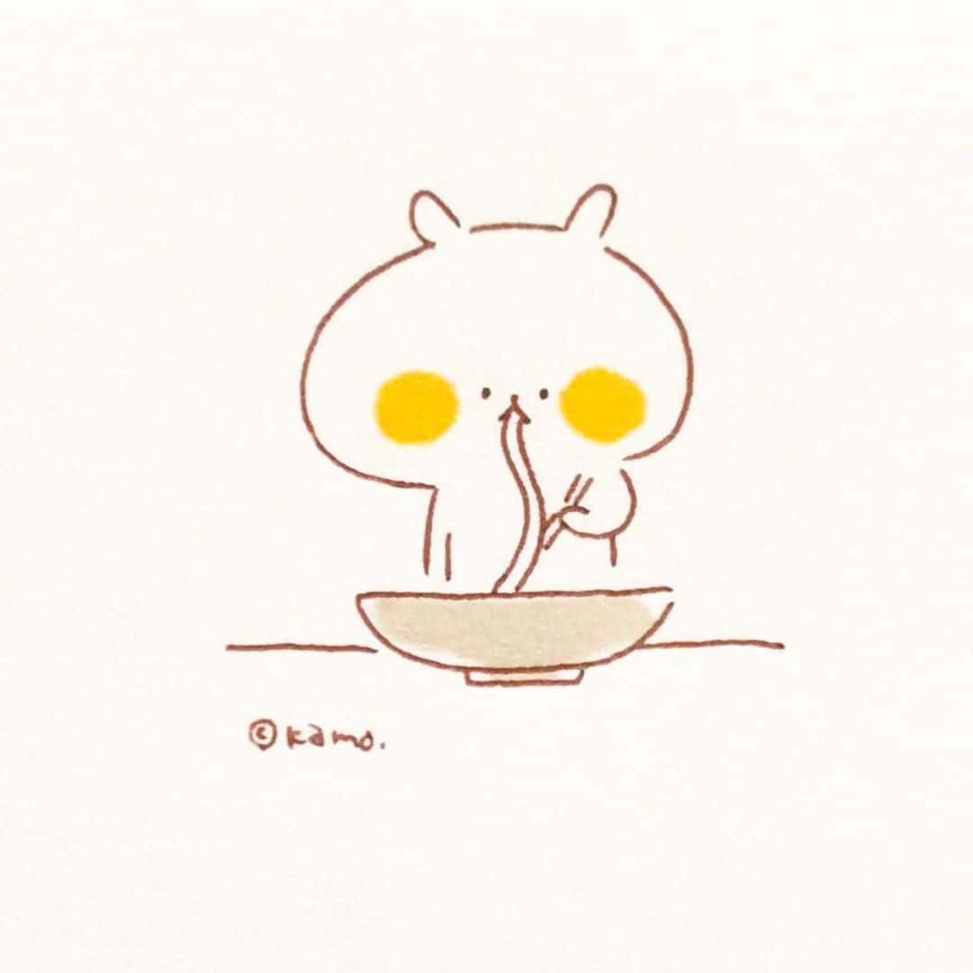 カモさんのインスタグラム写真 - (カモInstagram)「本日も食欲旺盛です #ひやむぎ#hiyamugi#イラスト#illustration#ウサギタケ#usagitake」8月14日 10時09分 - illustratorkamo