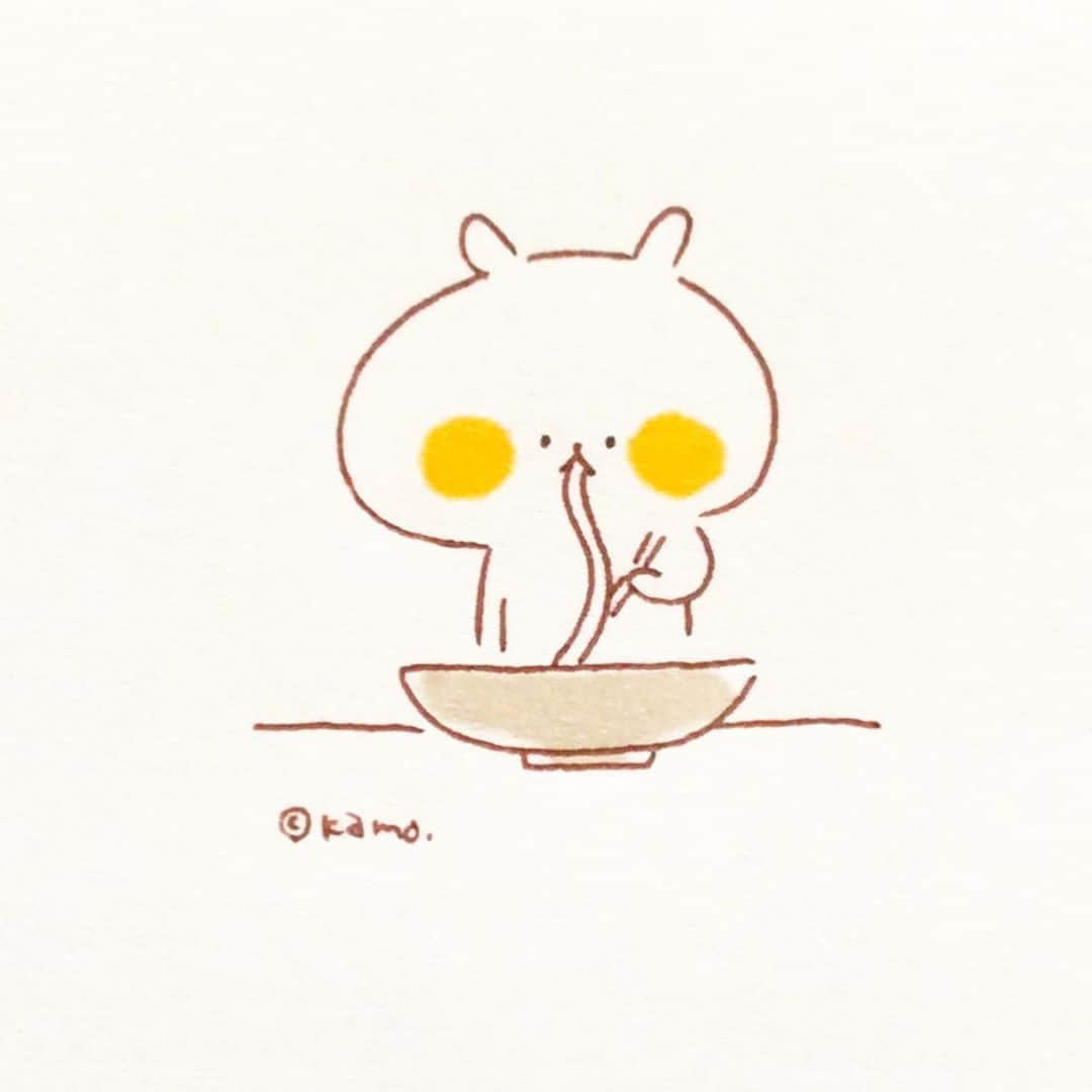 のインスタグラム：「本日も食欲旺盛です #ひやむぎ#hiyamugi#イラスト#illustration#ウサギタケ#usagitake」
