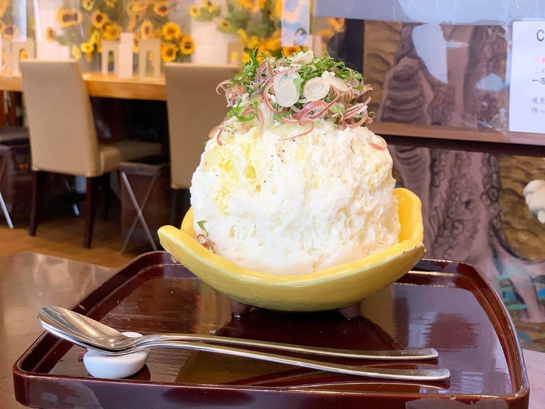 原田麻子さんのインスタグラム写真 - (原田麻子Instagram)「"自己責任"シリーズ から  豆乳とみょうがとしそ レアチーズin オリーブオイルと黒胡椒  みょうがとしそ大好物なんです あ！これ完全にひややっこだ！豆乳ミルクは、この前枝豆と豆乳で食べた時は思わなかったけど、 しそとみょうがと一緒だと豆腐感すごい！新鮮。 みょうがとしそがもりっとしてるのでここにポン酢かけたい、醤油でもいい…ってずっと思ってた笑笑  #かき氷#かき氷🍧#おやつ#ごはん#sweets#shaveice」8月14日 12時08分 - achakoko
