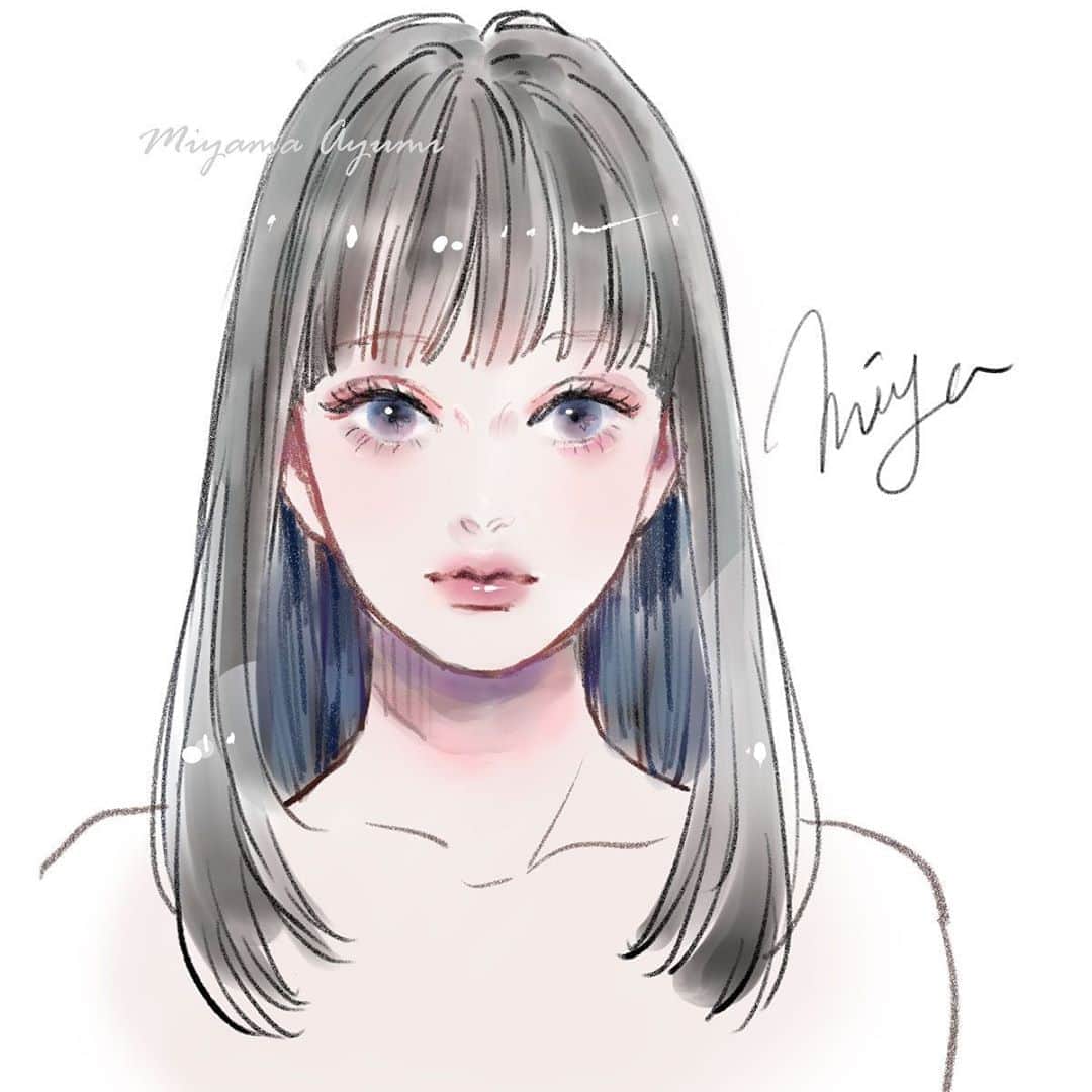 Sample手描きイラスト 水彩画 原画 ストレート 女の子 憎き