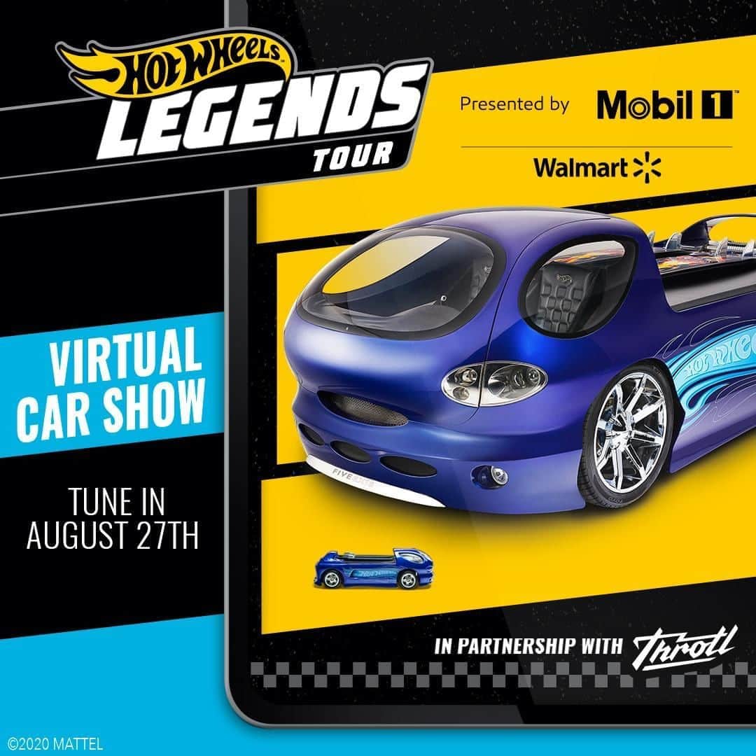 Hot Wheelsさんのインスタグラム写真 - (Hot WheelsInstagram)「8.27.2020. We’re coming back with another #HotWheelsLegends Virtual Car Show, presented by @mobil1! We’re teaming up with @throtl to look for the next custom car to be made into a Hot Wheels die-cast toy. ⁣Tune in to the Hot Wheels Legends Tour Virtual Car Show, on Thursday, 8.27 at 5PM PT. Learn more and submit your car at www.hotwheels.com/legends」8月14日 23時00分 - hotwheelsofficial
