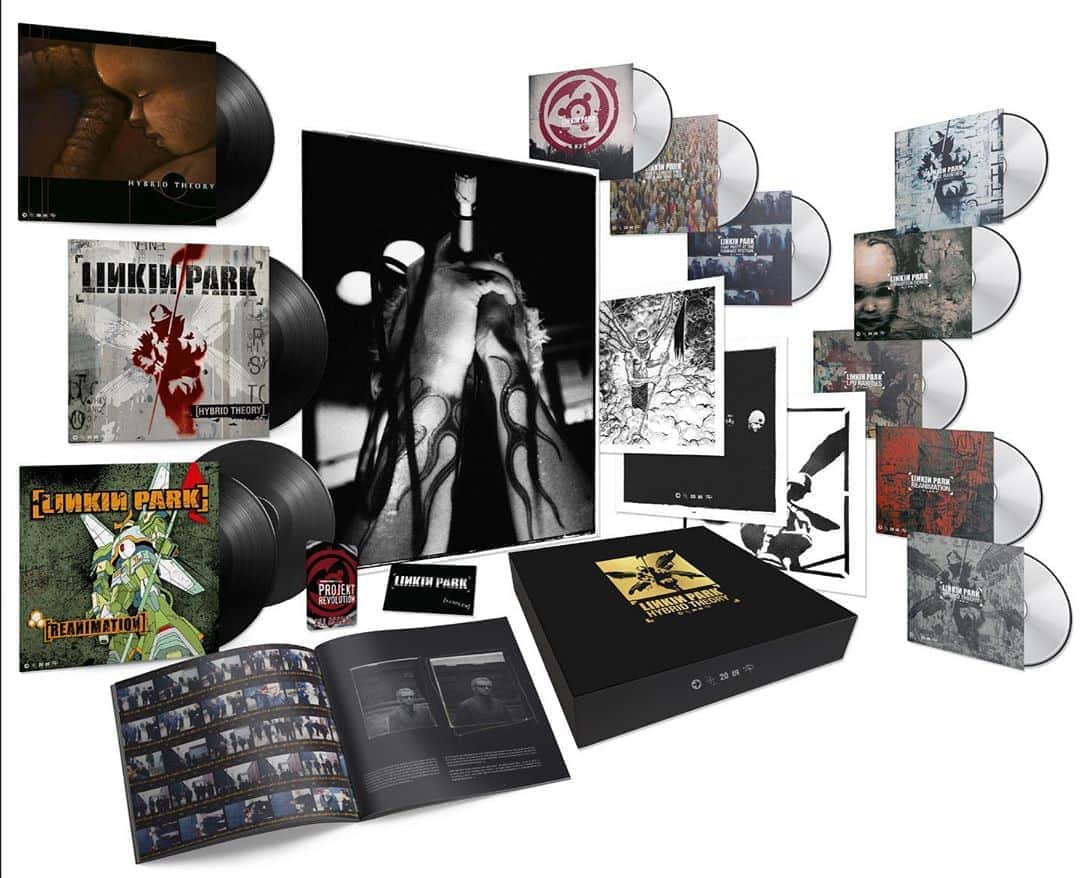 リンキン・パークのインスタグラム：「In celebration of Hybrid Theory's 20th Anniversary, we're releasing a limited edition super deluxe box set that includes unreleased demos, 90+ minutes of never before seen live and behind the scenes video, and much more. Pre-order now at linkinpark.com. #HybridTheory20」