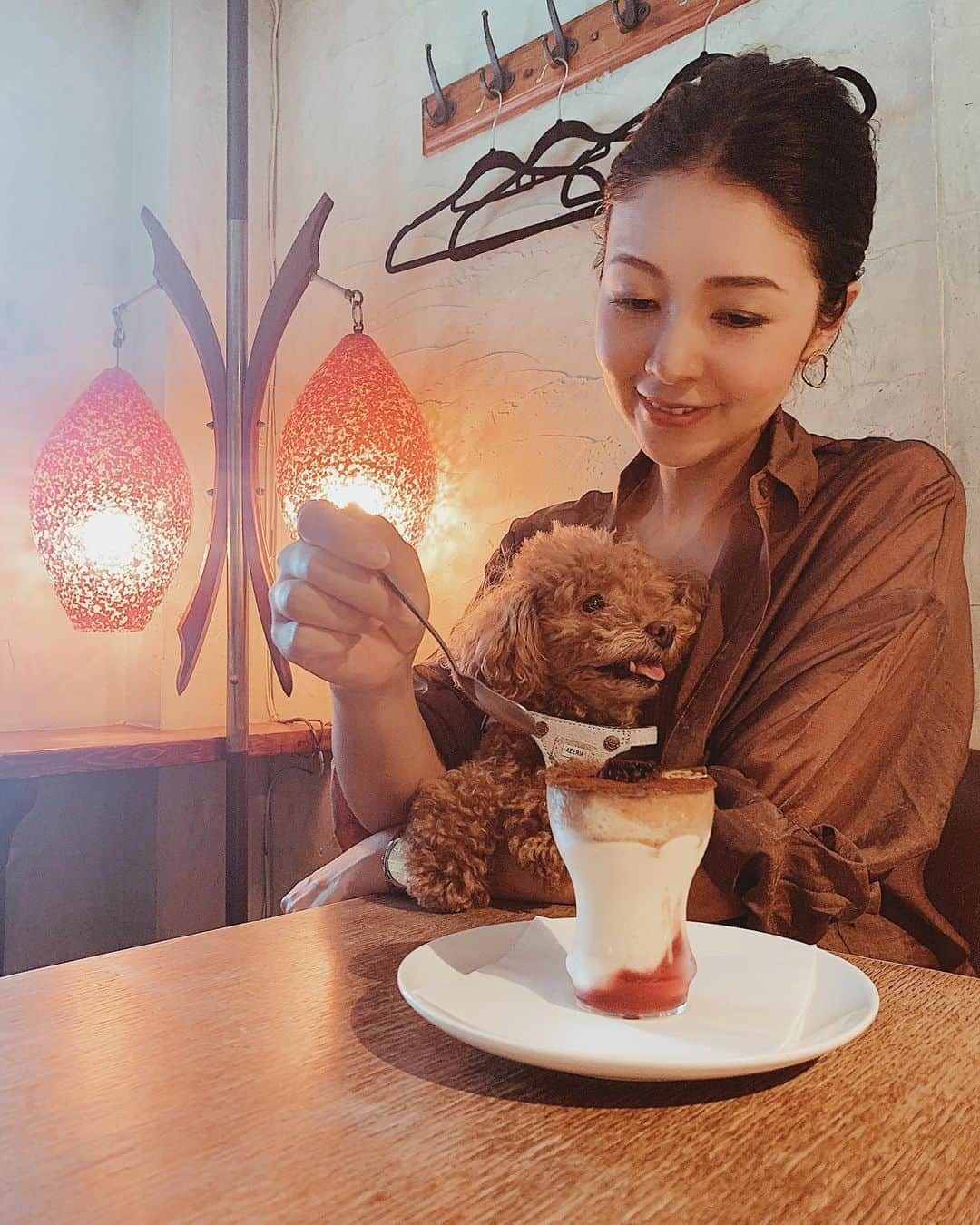 日下裕江さんのインスタグラム写真 - (日下裕江Instagram)「よくばりん坊や🐶  ロルたん 大好きなチョコの香りで 思わず舌がぺろりん👅  RFのケーキ 美味しいもんね💕  Top of Yebisuからの 昨日の夕焼けは また更に格別綺麗でした✨  ピンクの夕焼けなんて 可愛いよね💓  #舌がぺろりん #ぺろりんちょ #ぺろり #いぬすたぐらむ #トイプードル #トイプードルレッド #トイプードル女の子 #ペット可カフェ #ruefavart」8月14日 18時21分 - hiroe___h