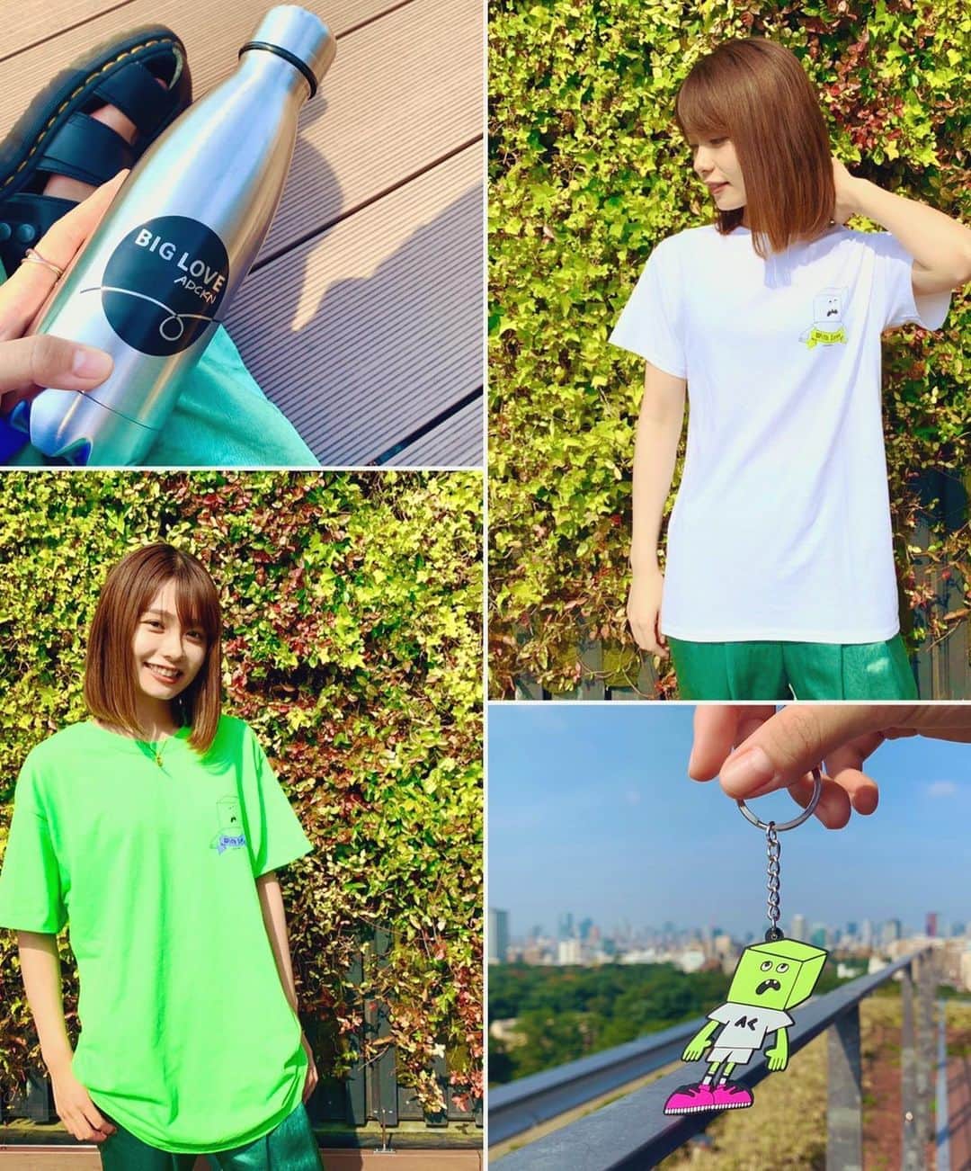 足立佳奈のインスタグラム：「新しいグッズ☑️  みんなからのリクエストで多かった、 「iPhoneケース」とか、 日時生活で使うときが多い、 「エコバッグ」とか、  その他にも沢山これはほしい！！って思ってもらえる物が勢揃いしてます。👍  みんなでお揃いにしよ！！」