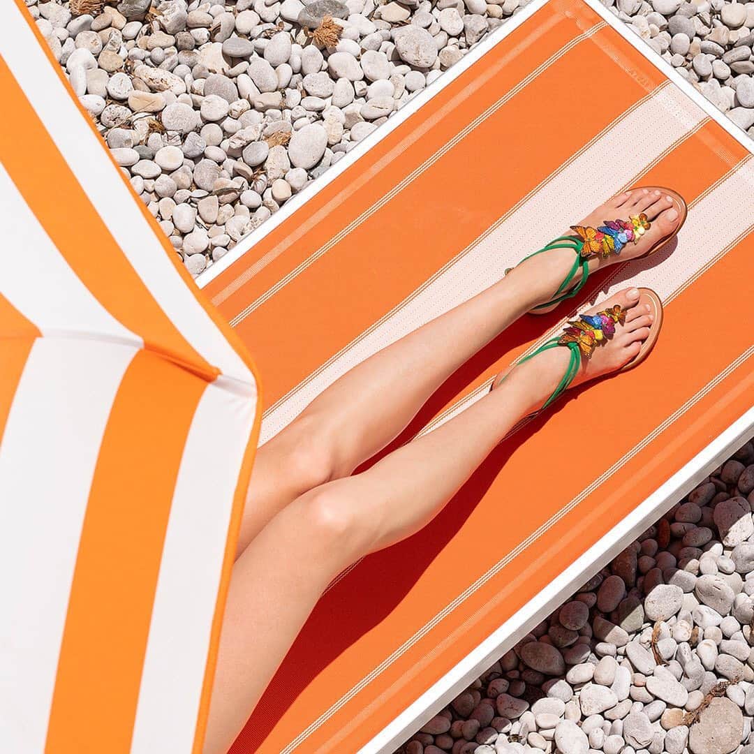 Aquazzuraさんのインスタグラム写真 - (AquazzuraInstagram)「Enjoy the Summertime! Soaking up the sun wearing our Papillon Sandal Flats, embellished with colorful butterflies.  #AQUAZZURA #AQUAZZURAFlats」8月14日 19時02分 - aquazzura