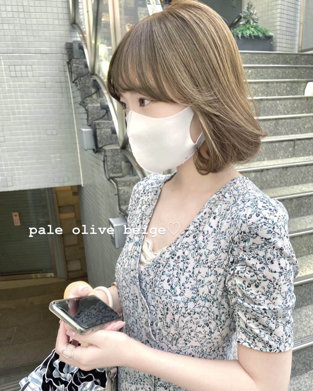 佃加菜のインスタグラム：「pale olive beige🍈 色素の薄い赤みをなくしたペールオリーブ♡ 明るめは透明感あって可愛い👒 りょうちゃんワンピース着てて可愛かったなぁ♡」