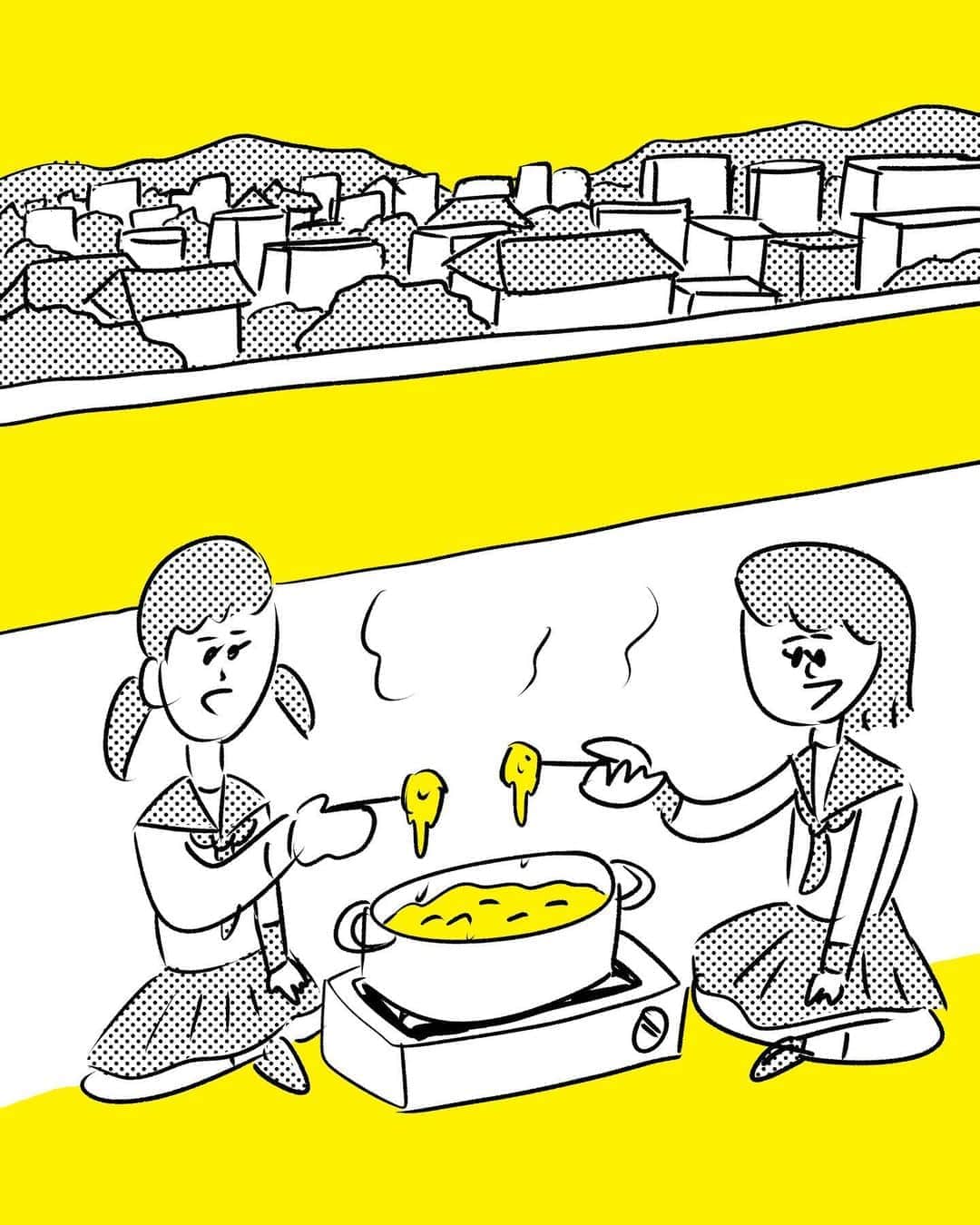 おほしんたろうのインスタグラム：「屋上フォンデュ部 . . . . . #おほまんが#マンガ#漫画#インスタ漫画#イラスト#イラストレーター#イラストレーション#部活#屋上#学校#フォンデュ」