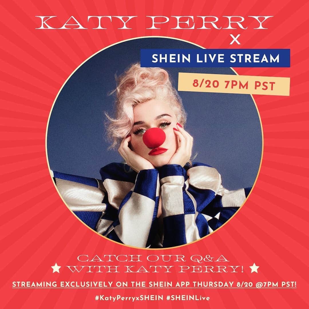 SHEINさんのインスタグラム写真 - (SHEINInstagram)「Come meet the multi-talented mom-to-be, the QUEEN herself, @KatyPerry! 🎧✨⁠ ⁠ Comment below: What questions would you ask Katy?⁠ ⁠ Join our streaming event on the SHEIN app 8/20 @7PM PST to see if Katy answers your questions! Also to chat with Katy as we talk about life, fashion & her new album SMILE! ☺⁠ (P.S. it's releasing 8/28, but you can pre-order starting 8/23!)⁠ ⁠ 🌟 Download the app today & enter in our #KatyPerryxSHEIN sweepstakes for a chance to win her album!⁠ ⁠ Download APP Link > >https://goo.gl/158K3v⁠ #KatyPerryxSHEIN #sheinlive」8月15日 2時01分 - sheinofficial
