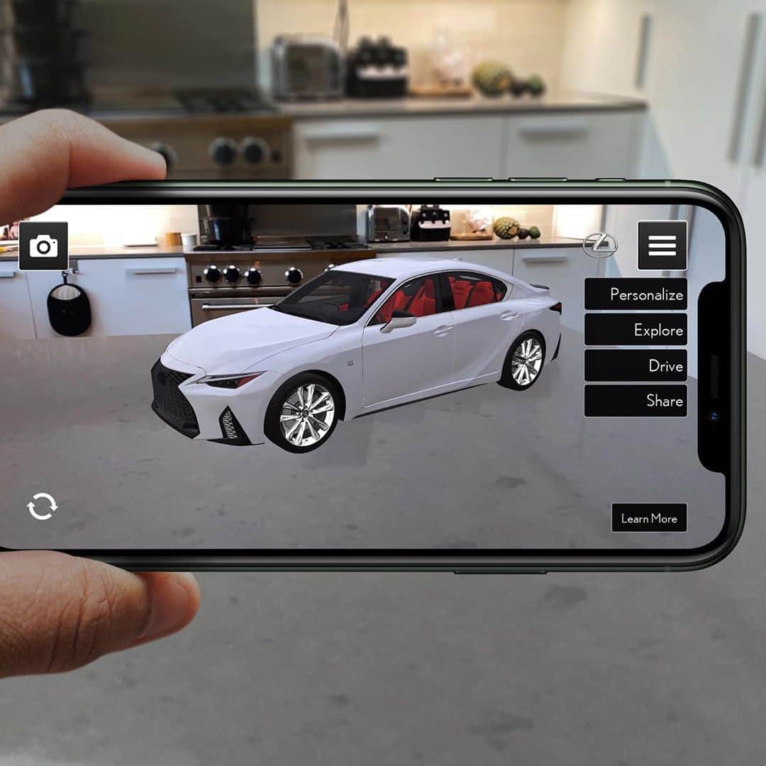Lexus USAのインスタグラム：「Get your hands on the most thrilling IS ever with the #Lexus AR Play app. Virtually explore the 2021 #LexusIS and discover the new technology and design elements. Personalize it by changing the size and color and take it for a spin with the virtual drive mode. Download the app on the App Store or Google Play.」