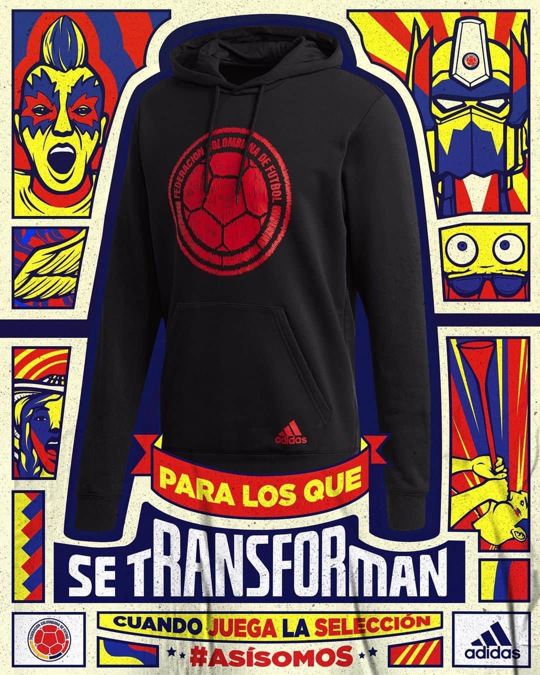 サッカー コロンビア代表チームのインスタグラム：「¿Eres de los que se transforma cuando juega la Selección? 🇨🇴   ¡Esta colección es para ti 👆🏼! Llegó #AsíSomos, el nuevo fanwear @adidasco de la Selección Colombia, solo para fanáticos 🥳」
