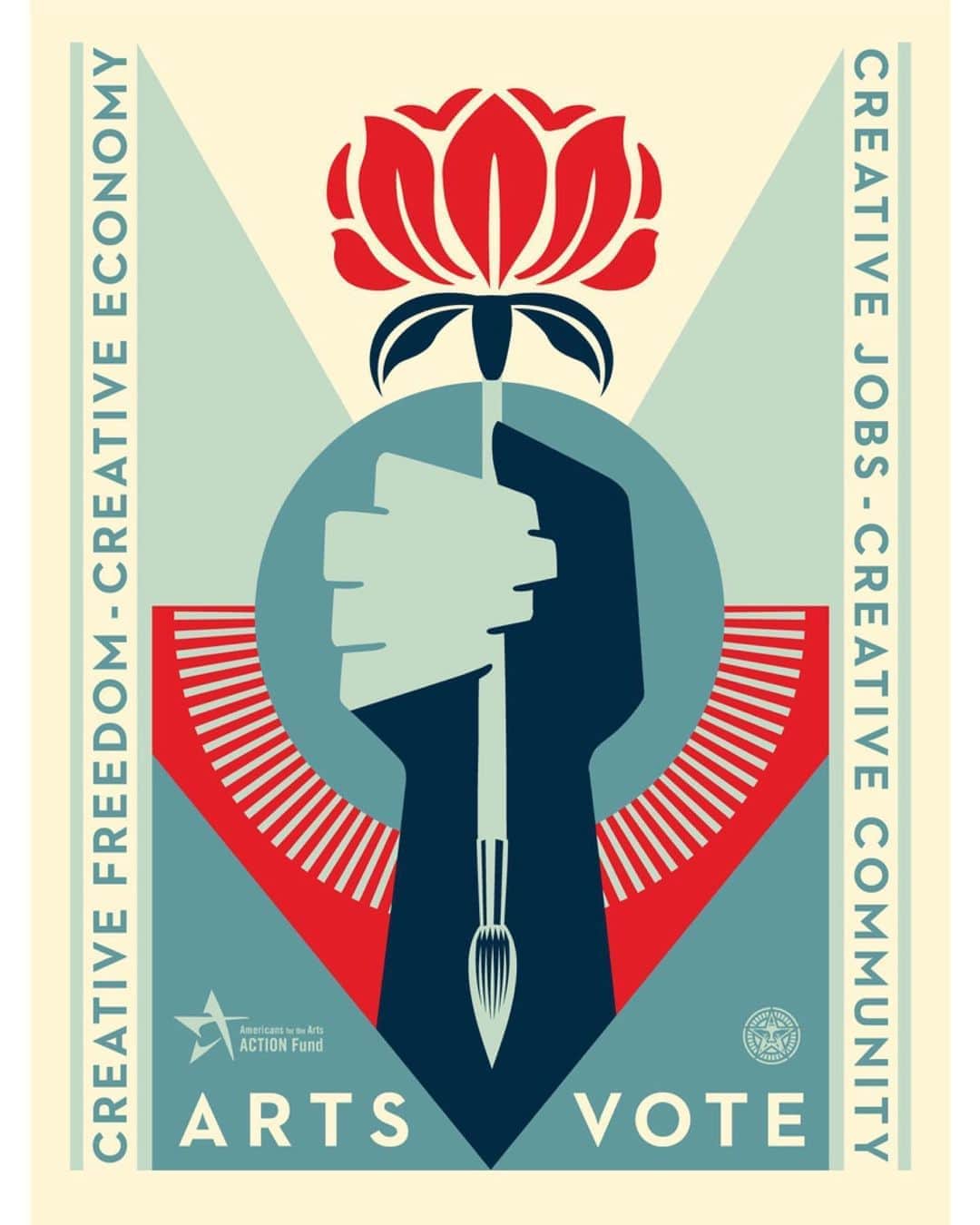 Shepard Faireyのインスタグラム：「I’m proud to work with Americans for the Arts (@americans4arts) for their @artsactionfund’s “Make Your Vote Count” campaign! If you take their #ArtsVote pledge to Make Your Vote Count, you’ll be given access to download the art that I created for this campaign. You’ll also receive customized voter fact sheets for every state and U.S. territory. The fact sheets provide the latest details and deadlines on vote-by-mail ballots, early voting, and in-person voting. Visit the link in bio to get started! A print of this art where proceeds will benefit ArtVote will be released soon. Stay tuned!  The arts are incredibly important to both the individuals of this nation and who we are, collectively, as a nation. There's a tremendous economic benefit to art and all the creative endeavors and culture generated by the arts. Still, even more importantly, art connects people to their true humanity and their best selves, allowing them to express their unique vision and connect with other humans. -Shepard」