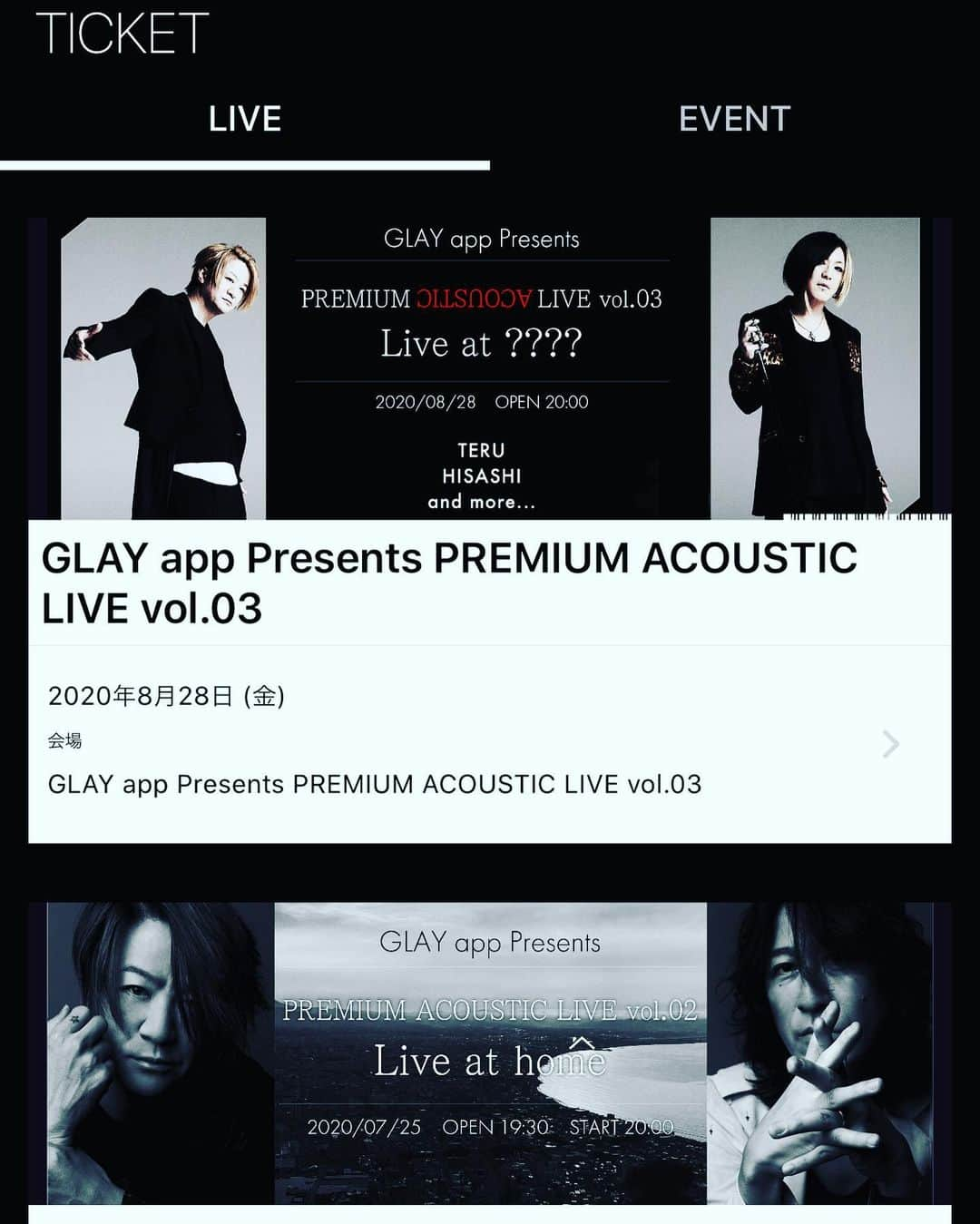 TERUさんのインスタグラム写真 - (TERUInstagram)「^_^  GLAY appにて8月28日・Live at home vol.3のチケットが販売開始されました。  会員じゃなくてもチケットは購入出来ますが、会員になってから購入しても、会員にならずに購入しても金額に差はほとんど無いので、会員になってから購入された方がお得ではあります^_^^_^  過去の音源も聴き放題^_^  過去のライブ映像も見放題^_^  過去のパンプレットも見放題^_^  おうち時間に最高なGLAY app（＾ν＾）  https://app-glay.jp」8月15日 10時06分 - glay__teru