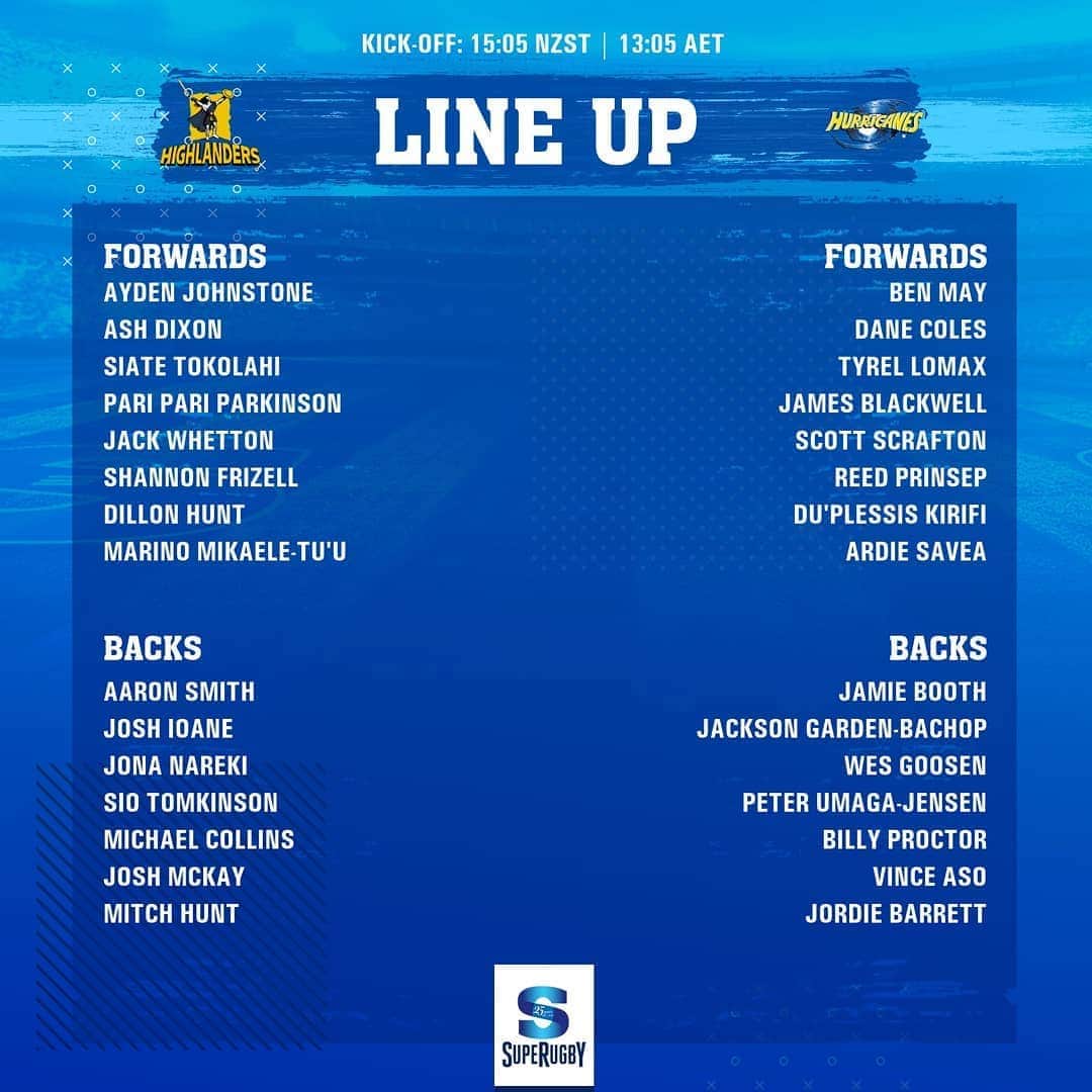 Super Rugbyさんのインスタグラム写真 - (Super RugbyInstagram)「LINE-UPS  The Highlanders will welcome to Hurricanes to a crowdless Forsyth Barr Stadium. The teams will leave it all on the pitch in the last encounter this season.  #SuperRugby25Years #SuperRugbyAotearoa #HIGvHUR」8月15日 11時43分 - superrugby