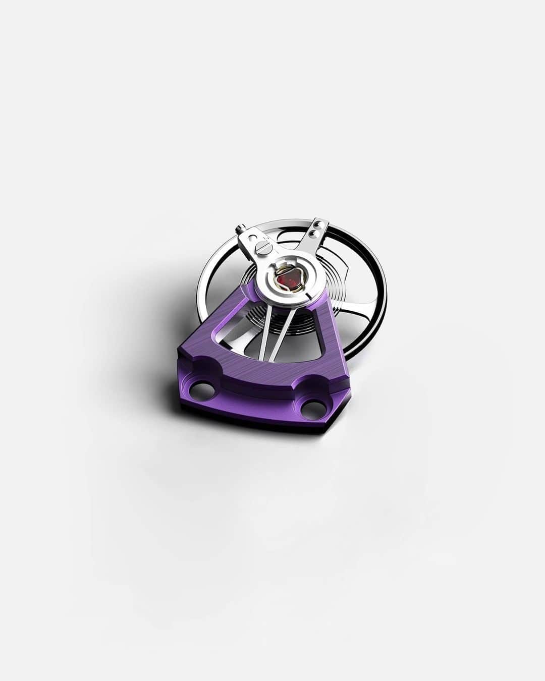 ゼニスのインスタグラム：「#Escapment: One of the two beating hearts of the DEFY 21 Ultraviolet, operating at 36'000 VpH for the timekeeping and 360'000 VpH for the chronograph function. Note the violet-treated balance wheel bridge.  #Zenith #ZenithWatches #Watches #Watch #Watchesofinstagram #Watchfam #WatchoftheDay #Luxury #WatchAddict #Watchcollector #Horology #DailyWatch #ElPrimero #Chronograph #Defy21」