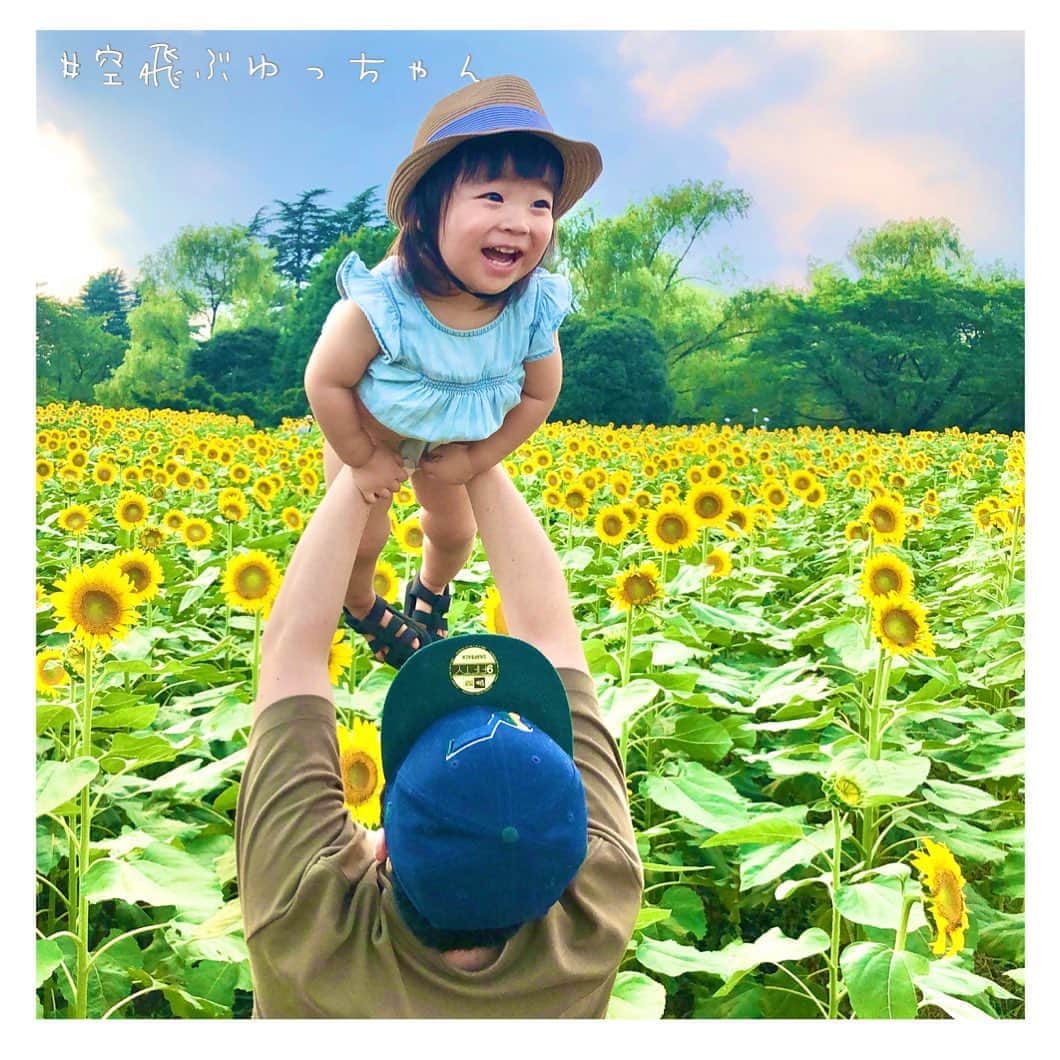 mamamizu.32のインスタグラム：「#ゆっちゃんの夏休み2020﻿ ﻿ ﻿ ﻿ ﻿ #空飛ぶゆっちゃん シリーズ47﻿ in 国営昭和記念公園﻿ ﻿ ﻿ ﻿ ひまわりが最高に綺麗でした！！！﻿ ﻿ ﻿ ﻿ ポートレート撮影してる方多かったな〜﻿ ﻿ ﻿ ﻿ 麦わら帽子と🌻🌻の相性抜群でした♡﻿ ﻿ ﻿ ﻿ ﻿ #sunflower#🌻#昭和記念公園﻿ #mybabygirl#myeverything#myprincess#momlife#babygirl#instababies#instamum#mygirl#iloveyou#babysmiles#mummysgirl#babylove #女の子ママ#東京ママ#sango#ままべび#ベビメモリ#rainbowmamababy#コノビー#ママカメラ#子育てぐらむ#ベビフル#コドモノ#ママタス」