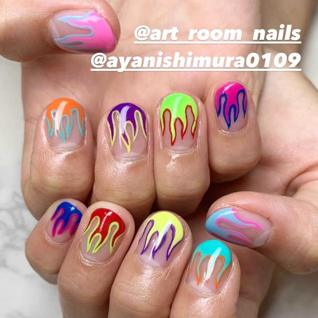 中川友里さんのインスタグラム写真 - (中川友里Instagram)「new nail🔥🔥🔥💅 @art_room_nails  @ayanishimura0109  thank you😍❤️」8月15日 23時11分 - darayunya