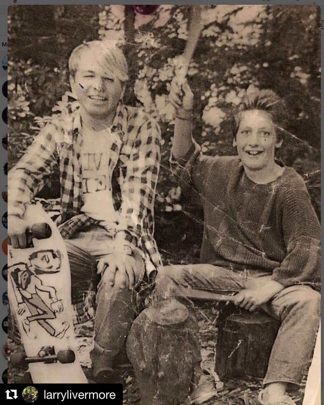 トレ・クールのインスタグラム：「#Repost @larrylivermore A little worse for wear - the photo, I mean; Kain Kong and Tre Cool are as handsome as ever. Taken in Mendocino, CA in 1986 for Sidewalks magazine by RD Deines.」