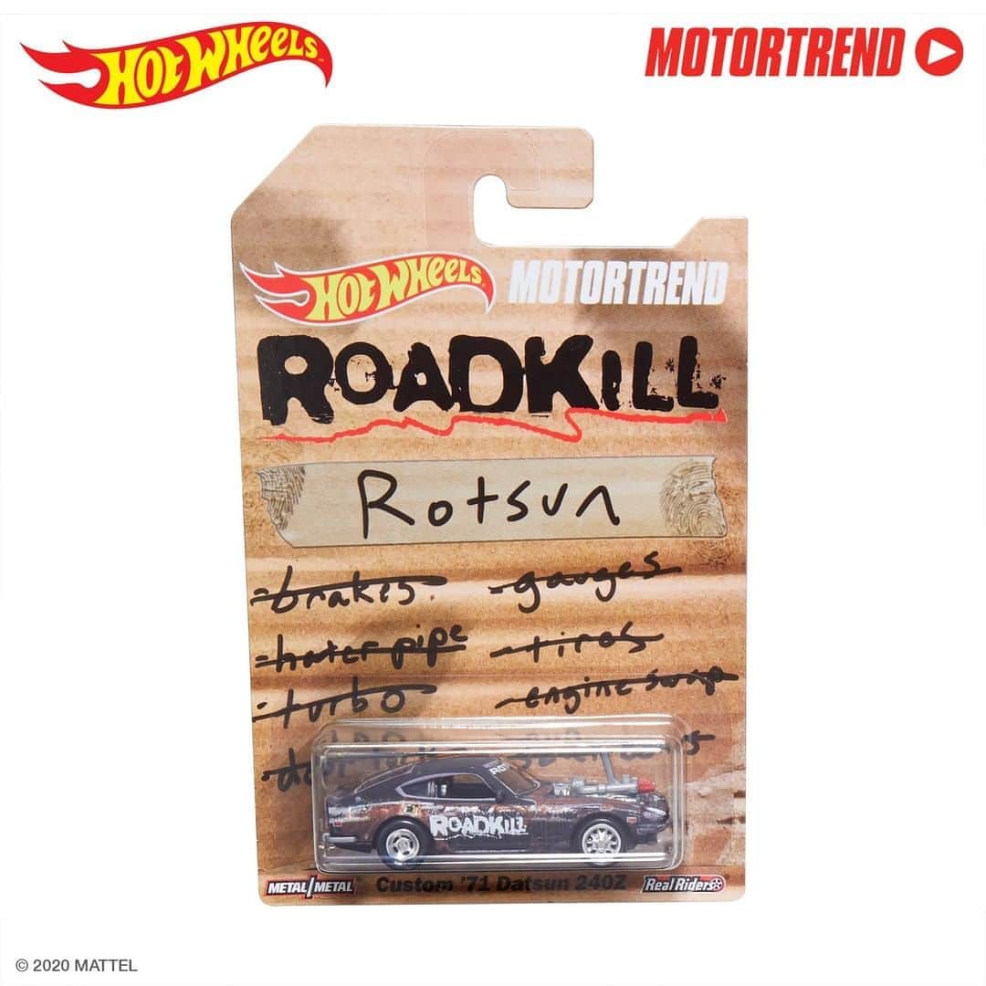 Hot Wheelsさんのインスタグラム写真 - (Hot WheelsInstagram)「Straight from the junkyard, the @motortrend Roadkill Rotsun makes its way to 1:64th scale. Learn how to get this die-cast + year subscription to @motortrendapp on our Instagram Stories. #Roadkill #BecauseRoadkill #HotWheels」8月16日 1時00分 - hotwheelsofficial