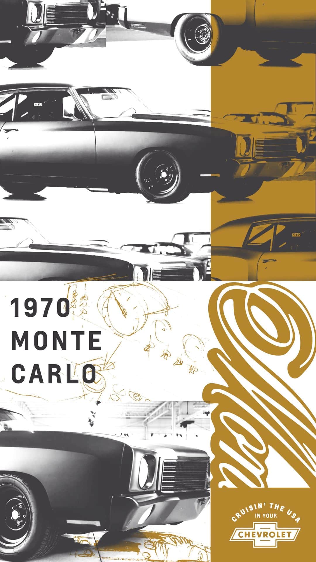 シボレーのインスタグラム：「Adrienne Peters’ custom-built 1970 #ChevyMonteCarlo is the definition of a minimalist muscle car. Take a walk around her performance powerhouse. #ChevyLove • • @chevroletperformance」