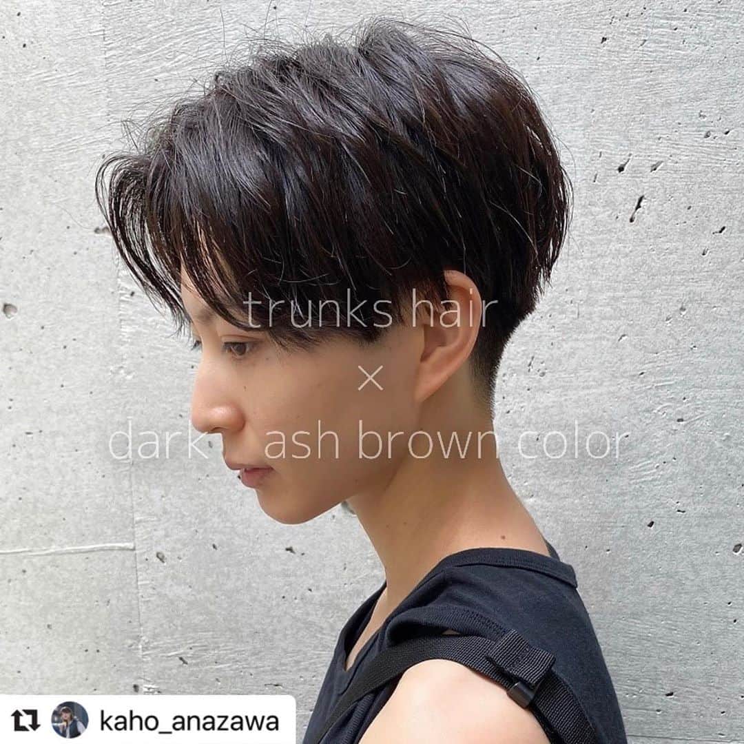 Hairsalon BREEN Tokyoのインスタグラム：「【滝沢ななえさん🏋🏼‍♀️刈り上げトランクスヘアー 】 . @nanaetakizawa  . トランクスヘアーは横からのアングル命ですね、後頭部のシルエット、刈り上げのこだわり強です👍🏻 . （滝沢さんの引き締まった体が美し過ぎてイケメンでした。。） . ご来店ありがとうございました🌈」