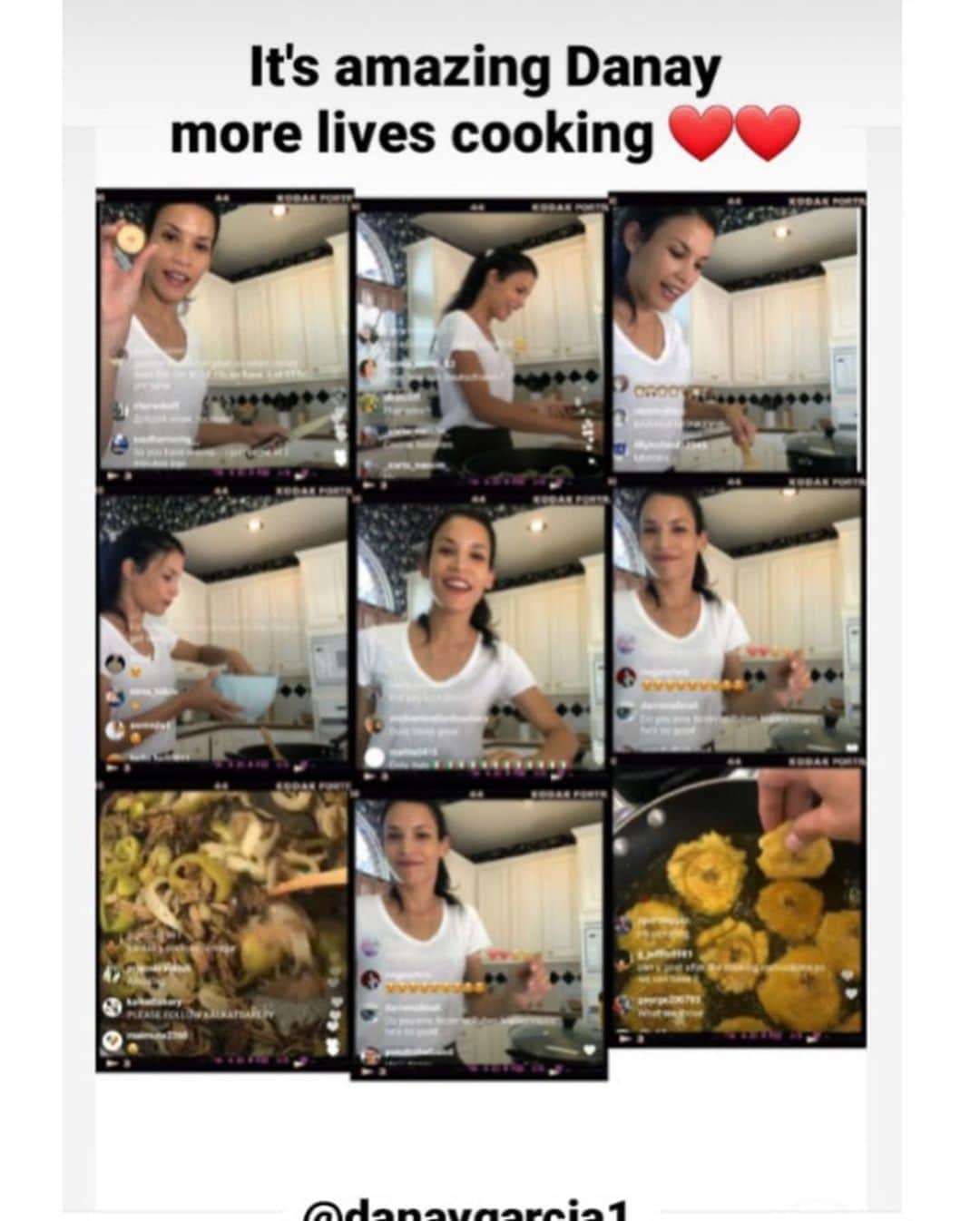 ダナイ・ガルシアさんのインスタグラム写真 - (ダナイ・ガルシアInstagram)「Making tostones (plantains), singing Despacito song while the vaca frita is cooking. And let’s not forget the rose 😂😂😂. Thank you for the best behind scenes videos and pictures. 🙃  Cooking Cuban food with you was so much fun!!! 🎉💕🥰  #azucar #danaygarcia #amor #sweet #cubanfood #saturday #beauty #kitchentime #karaokecooking #sweet  Never forget the magic 👑#queen」8月16日 10時00分 - danaygarcia1