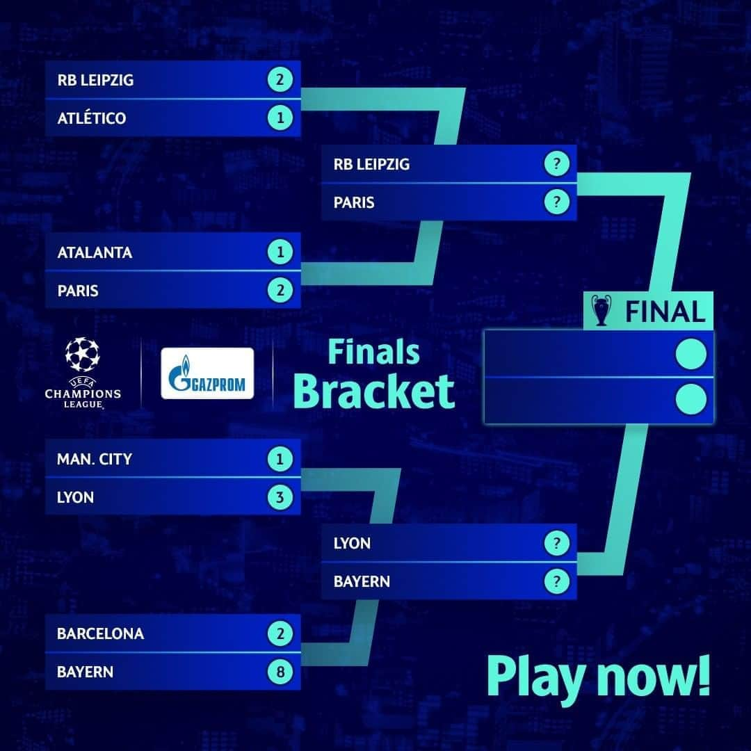 UEFAチャンピオンズリーグさんのインスタグラム写真 - (UEFAチャンピオンズリーグInstagram)「Sim the remaining 3 #UCL games and crown your winner! 🏆 🔗 𝗟𝗶𝗻𝗸 𝗶𝗻 𝗯𝗶𝗼! 🔗  #UCLfinalsbracket」8月16日 12時00分 - championsleague