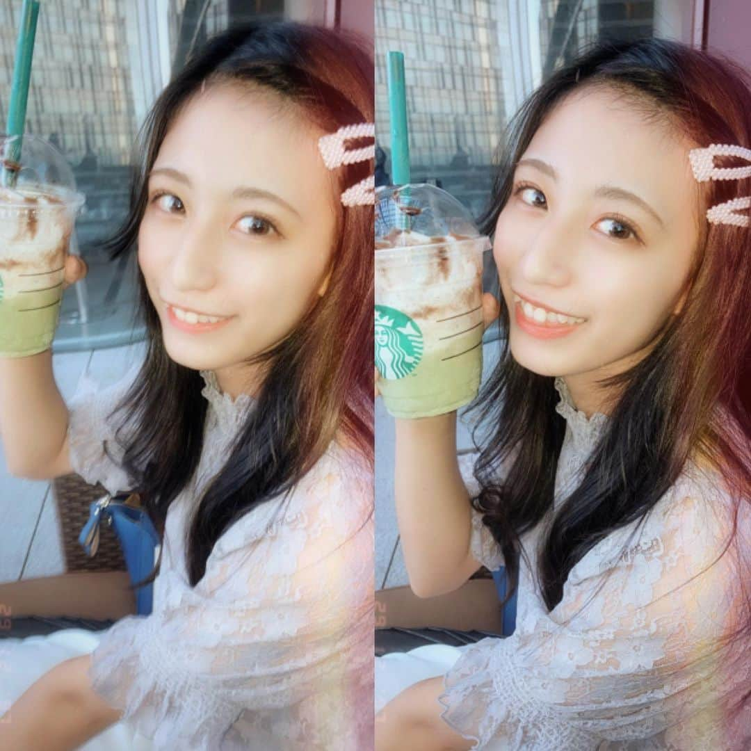 松本莉恋のインスタグラム：「抹茶しか勝たんやん💭🥺‼️ ． - order ‐ 抹茶クリームフラペチーノ ＋わらびもち ＋チョコソース ． ． #高校生 #jkブランド #他撮り #セルカ #セルフィー #黒髪 #スタバ #前髪なし #前髪アレンジ #フィルムカメラ #girl #ljk #jk #selfie #selca #starbucks #いいね返し #いいね返しは絶対 #フォロワー募集 #お洒落さんと繋がりたい #l4l #followme #instagood #instalike #일상 #좋아요 #팔로우 #인스타그램 #셀카 #02년생 ❤︎"」