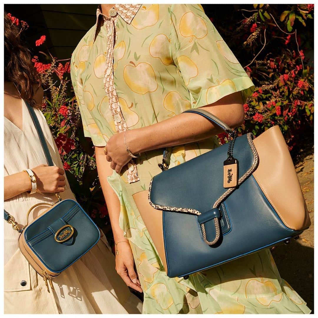 のインスタグラム：「Channel the beach wherever you are. ⛱️ (These vintage-inspired bags come in deep blue and sandy taupe.) #CoachNY」