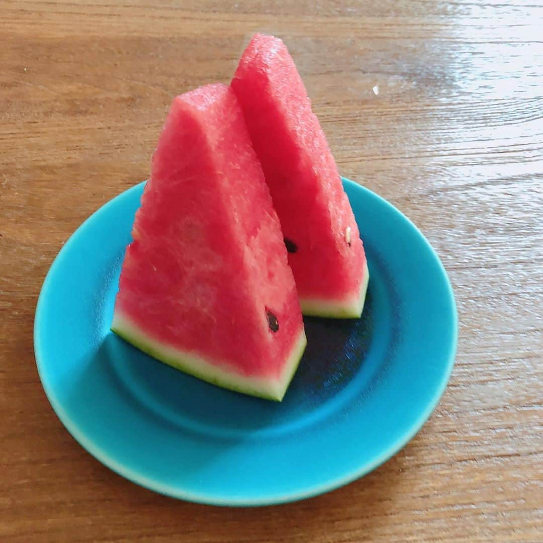 まゆみあずささんのインスタグラム写真 - (まゆみあずさInstagram)「この時期のおやつはコレ🍉！🔫」8月16日 20時20分 - mameko__k