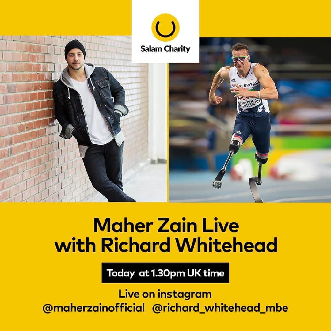 マヘル・ザインさんのインスタグラム写真 - (マヘル・ザインInstagram)「Join me and British Paralympic gold medalist @richard_whitehead_mbe on Instagram live in an hour. He’s a real inspiration!  See you all at 1:30 pm London time 🤗   #instagramlive #staytuned」8月16日 20時48分 - maherzainofficial