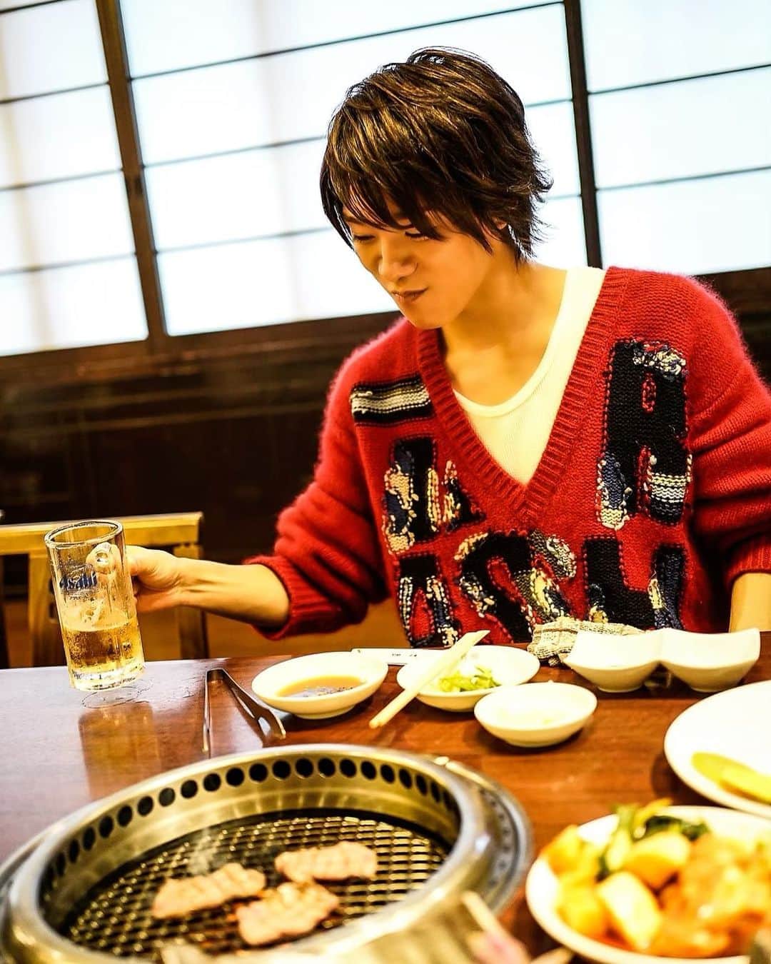 北川尚弥のインスタグラム：「photo book より。 テーブルをお肉で埋め尽くしたい。 焼肉にはビール派。  #頑張った自分にご褒美ール」
