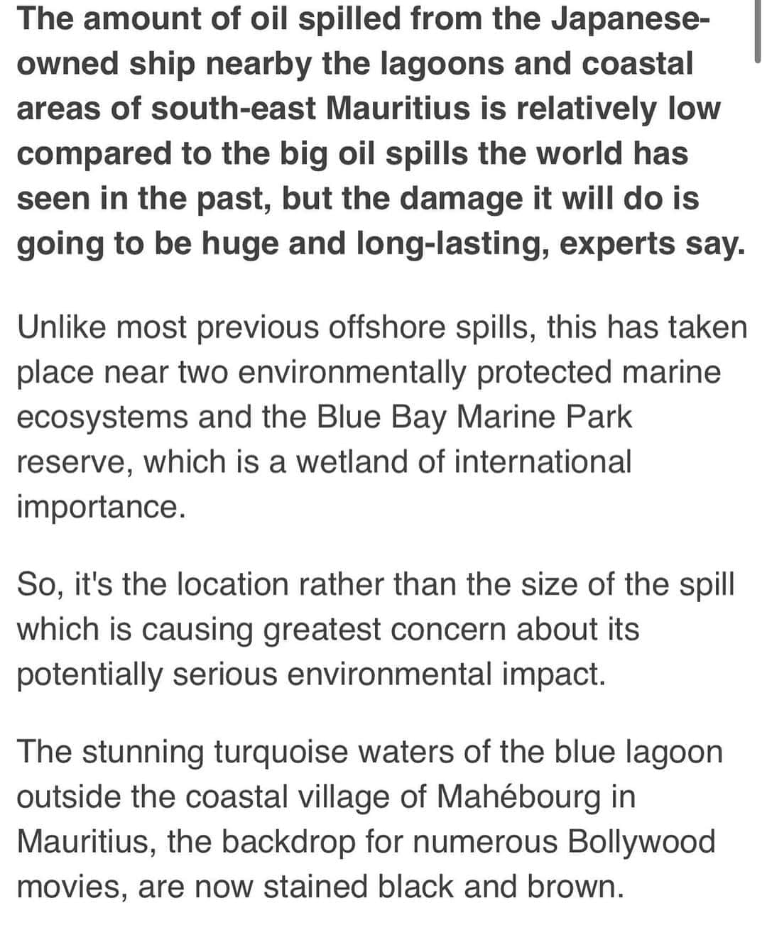 ルイス・ハミルトンさんのインスタグラム写真 - (ルイス・ハミルトンInstagram)「The state of environmental emergency declared in Mauritius is truly heartbreaking. Their beautiful coral reefs are home to thousands of different species of marine life, and to see their natural habitat under threat should spur us all into action. I’ve been amazed by the determined volunteers in Mahebourg, who are working to control the oil spill as best they can and I encourage more governments to join France in the international effort to support the clean-up operation. It’s essential we work together to correct the damaging effects of the spill, as climate change is already taking its toll on our planet and we simply cannot afford for these ecological disasters to continue. While the need for the ocean clean-up is immediate, I will be looking for ongoing ways I can support those in Mauritius to recover from this disaster and will post to my stories for those looking to help. Stay strong Mauritius.」8月16日 20時57分 - lewishamilton