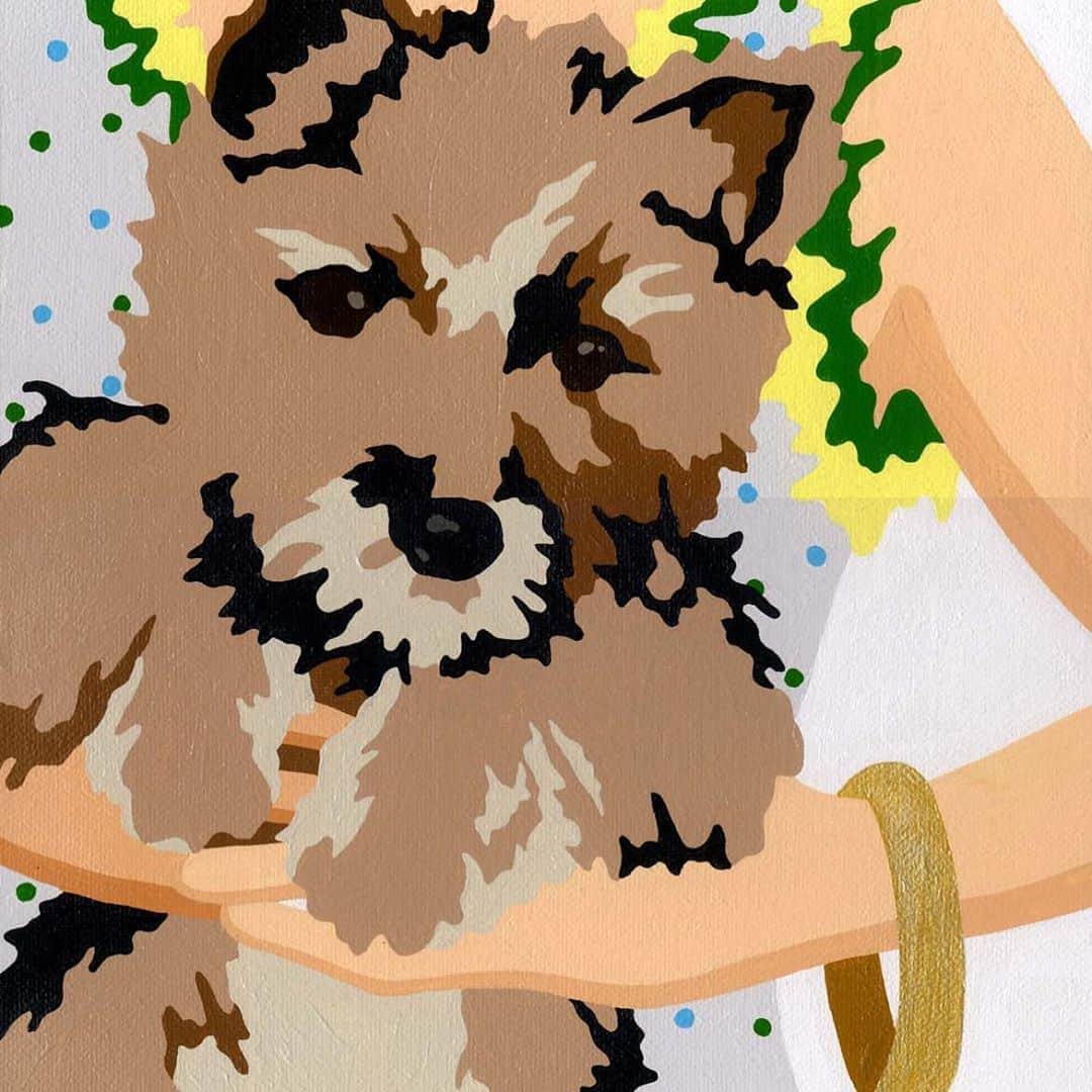 のインスタグラム：「どんな形であっても、静かに精霊を送ればいいかなと。  京都五山送り火、今年はコロナ禍で縮小。  だけど、それぞれの心の中で炎を持てば、きっと思いは届きますよね。  愛犬いくらちゃんにも届け。  いくらちゃん、たぶん1歳ぐらい。この絵はSOLD OUTです。  #japaneseartist #liveintokyo #myartwork #acrylicpainting #art #artoftheday #happyart #loveart #lovejapan #artposts #acrylic #artlovers #colorfulworld #artstagram #paintlover #lovetheworld #cairnterrierlovers #ケアンテリア #京都五山送り火」