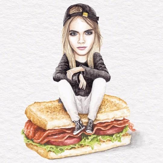 カーラ・デルヴィーニュのインスタグラム：「Cara Dele-BLT. Hold the bacon.」
