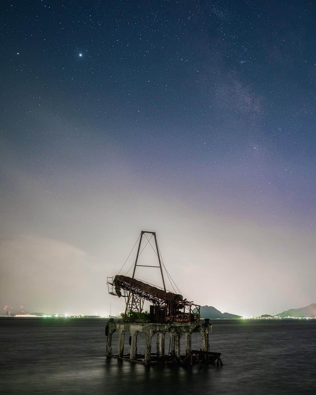 啝 （わ）さんのインスタグラム写真 - (啝 （わ）Instagram)「Abandoned Crane on the Shore 𓆲 𓆲 𓆲 #廃墟 #Abandoned #AbandoniG #allabandoned #abandonedworld #Abandonedafterdark #abandoned_addiction #abandoned_greece #abandon_seekers_ #Abandoned_Excellence #abandonedcentral #made_in_decay #discarded_butnot_forgotten #DECAY_iLLife #desertedplaces #ethereal_moods #grime_nation #grime_reapers #GoTrespassing #ig_urbex #Itsabandoned #KINGS_ABANDONED #renegade_abandoned #sombrexplore #urbex_supreme  #nightphotography #longexposure #astrophotography」8月16日 23時54分 - neji_maki_dori