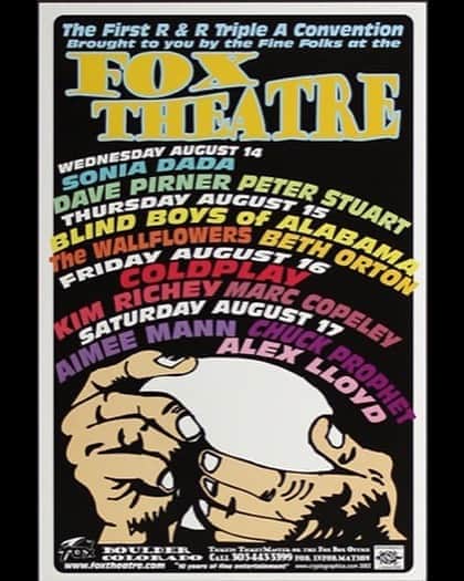 Coldplayのインスタグラム：「Today in 2002, the band played @foxtheatreco in Boulder, Colorado as part of the A Rush Of Blood To The Head tour. #Coldplay #OnThisDay」