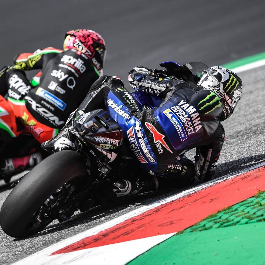 YamahaMotoGPさんのインスタグラム写真 - (YamahaMotoGPInstagram)「🗣️ @maverick12official, #AustrianGP Race Result - P10:  "Today we were very lucky, this is the most important. We're good. These things can happen in races, there's always that risk. And this corner, Turn 3, we say every time that it's really dangerous. They need to do something, because it's really easy to crash there. This morning I nearly crashed in the warm-up. I locked the front and went a bit towards the walls, and that was scary. But on the bike, during the incident in the first race, I didn't see anything, honestly. I just heard the scratching sound of crashed bikes and then I felt the impact of Johann's bike hitting the wall. Then, when I looked, I saw one bike coming towards me and I covered my head and the bike jumped up. For sure we were very lucky today, someone saved us, and this is the most important. We are here and the championship is not over, because Fabio finished only two places in front of us. In Race 2, we had a big problem with the clutch. It's a shame that we lost two really good opportunities to be at the top of the championship, because I felt really strong from the beginning. It's true that in the first race our bike was quite slow, but I was waiting for lap 15 to start to push really hard. Then in the second race, after discovering the problem, I just thought my race was over. But then I stayed on the track for three-four laps, and the clutch was okay again. I just tried to be patient and overtake to get to the front. It is what it is."  #MonsterYamaha  #MotoGP」8月17日 3時16分 - yamahamotogp
