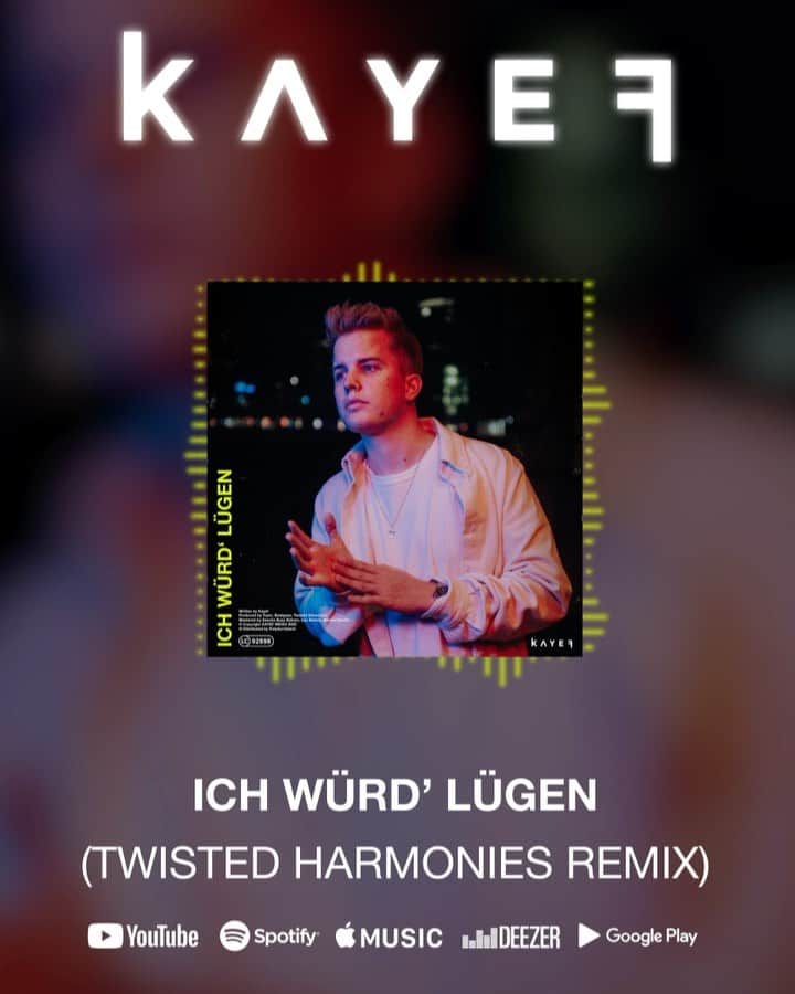 Kayefのインスタグラム：「🔥 OUT NOW 🔥 #ichwürdlügenremixes jetzt überall im Streaming 🤟🏻 Viel Spaß damit und nochmal DANKE für den riesen Support der Single 😍」