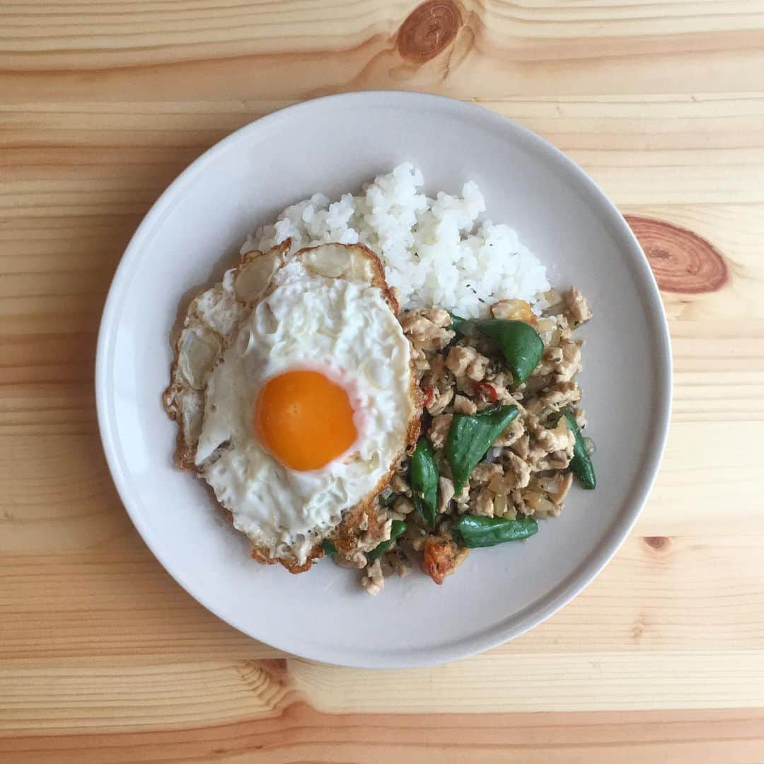 宮本菜津子さんのインスタグラム写真 - (宮本菜津子Instagram)「今日のひるごはん。ひさしぶりに食べたくなったので、ガパオライスを作るなど。わざわざパプリカ買うのもなと思って、ストックしてある万願寺さんにすべてを託したけどまったく問題なかったというかむしろよかった！美味しかった〜。白身のフチカリカリの目玉焼き大好き🍳 - 余談、ハイキュー!!ついにシーズン3まできたんですけど、わたしの見進めるスピード速すぎてあと数話で終わってしまうあんばい。ほんっと面白くてまいる。 - #massofthefermentingdregs  #motfd #masudore #lunch #lunchtime #lunchtime🍴  #lunchtime😋  #マスドレ #ひるごはん #おひるごはん #昼ごはん  #お昼ごはん  #昼ご飯 #お昼ご飯  #万願寺とうがらし  #ガパオライス」7月24日 14時08分 - natsukondesu