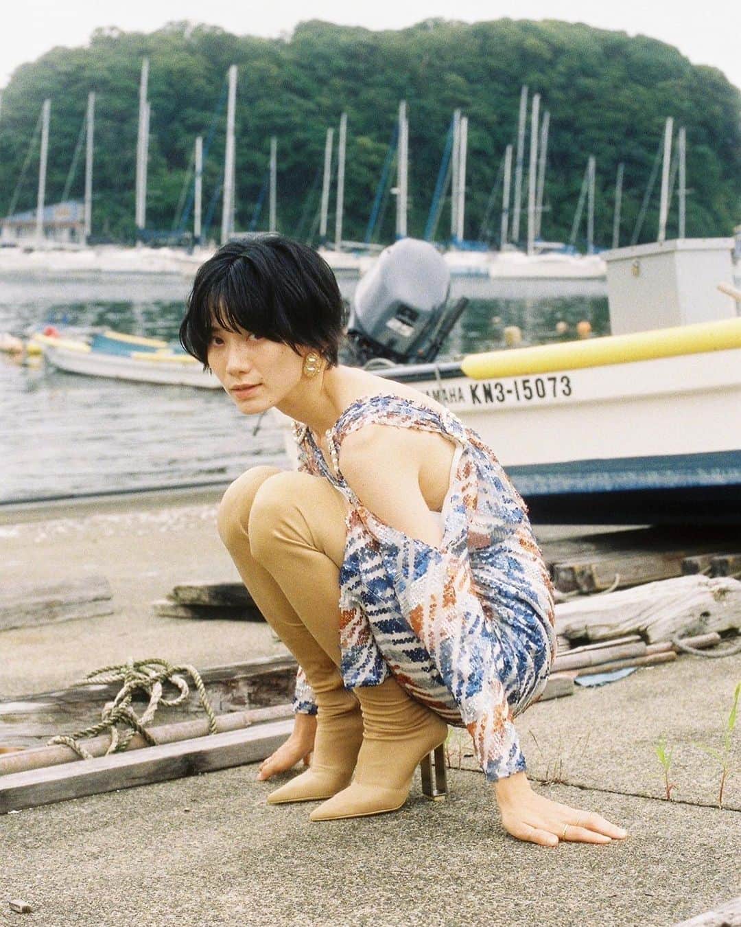 平山奈美のインスタグラム：「梅雨さよなら  #photograph #shooting #stayling #code #makeup #hairstyle #hair #japanesemodel #model #memories #三浦半島 #ショートヘア #梅雨」
