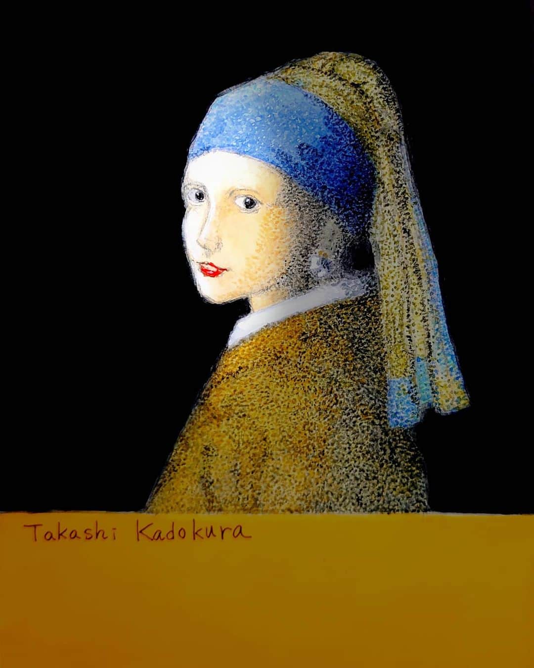 門倉貴史さんのインスタグラム写真 - (門倉貴史Instagram)「今回はマグリットではなくて、フェルメールですよ❗『真珠の耳飾りの少女』を点描で模写しましたっ❗❗イエーイ🤓😀イエーイ🤓😀イエーイ🤓😀  #フェルメール #vermeer #点描画 #真珠の耳飾りの少女 #門倉貴史」7月24日 19時29分 - takashikadokura