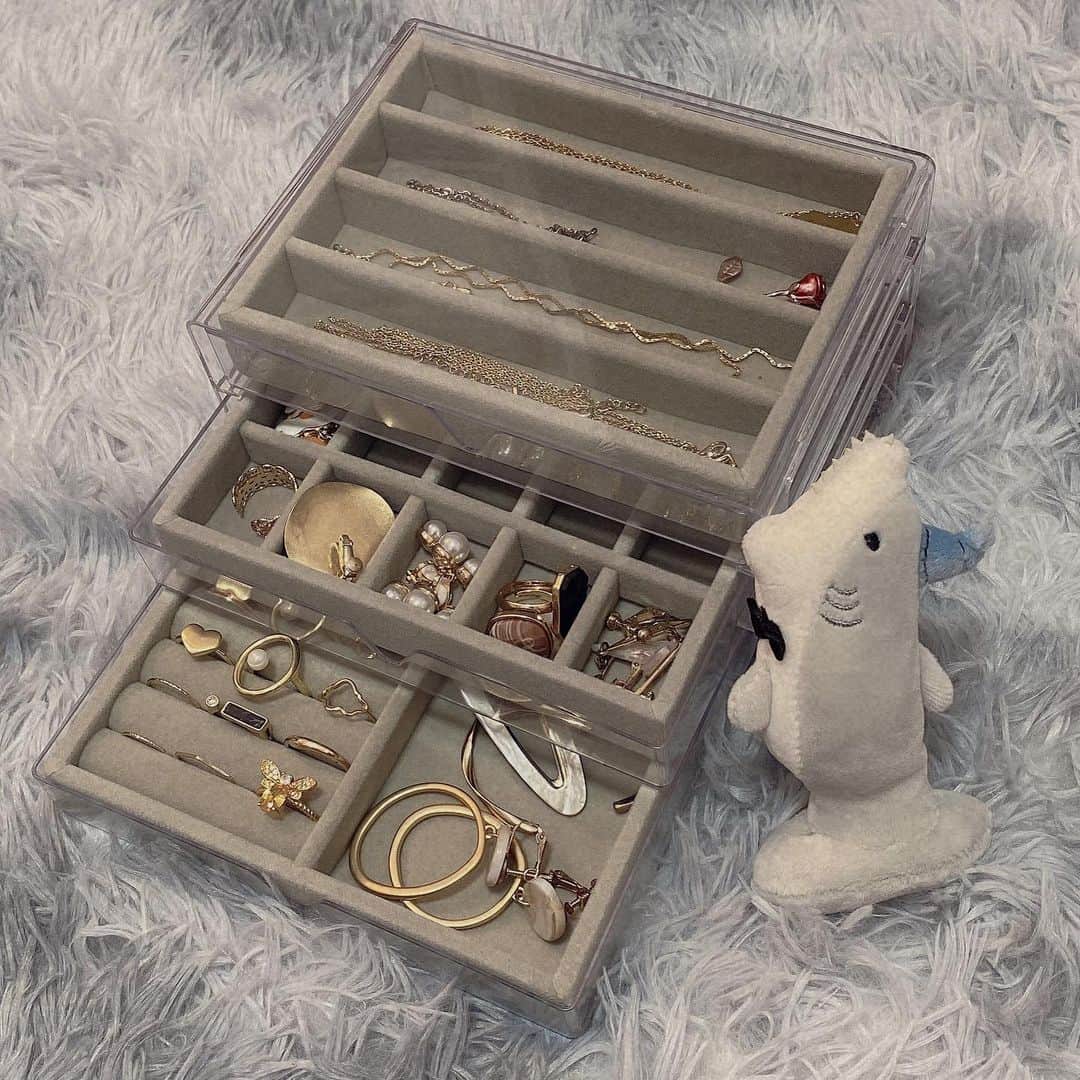 のインスタグラム：「よく使う子たち👶🏻  #ダイソー購入品 #アクセサリー収納 #アクセサリーケース」