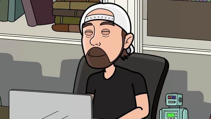 ケヴィン・スミスのインスタグラム：「FRIDAY means it’s time for a brand new episode of #veganabattoir with me and @harleyquinnsmith (link in my bio)! Here’s an animated peek at Episode 5 (with @vegnews editor #annastarostinetskaya), brought to life by the good folks at @cartuna & @cartunaradio! They’re not only finding funny stuff to animate, but they also draw me as thin as I wish I was IRL! Give a listen and subscribe to Vegan Abattoir! It’s the story of a Girl and her Dad! #KevinSmith #harleyquinn #harleyquinnsmith #podcast #vegan #plantbased #health #cartoon #cartuna」