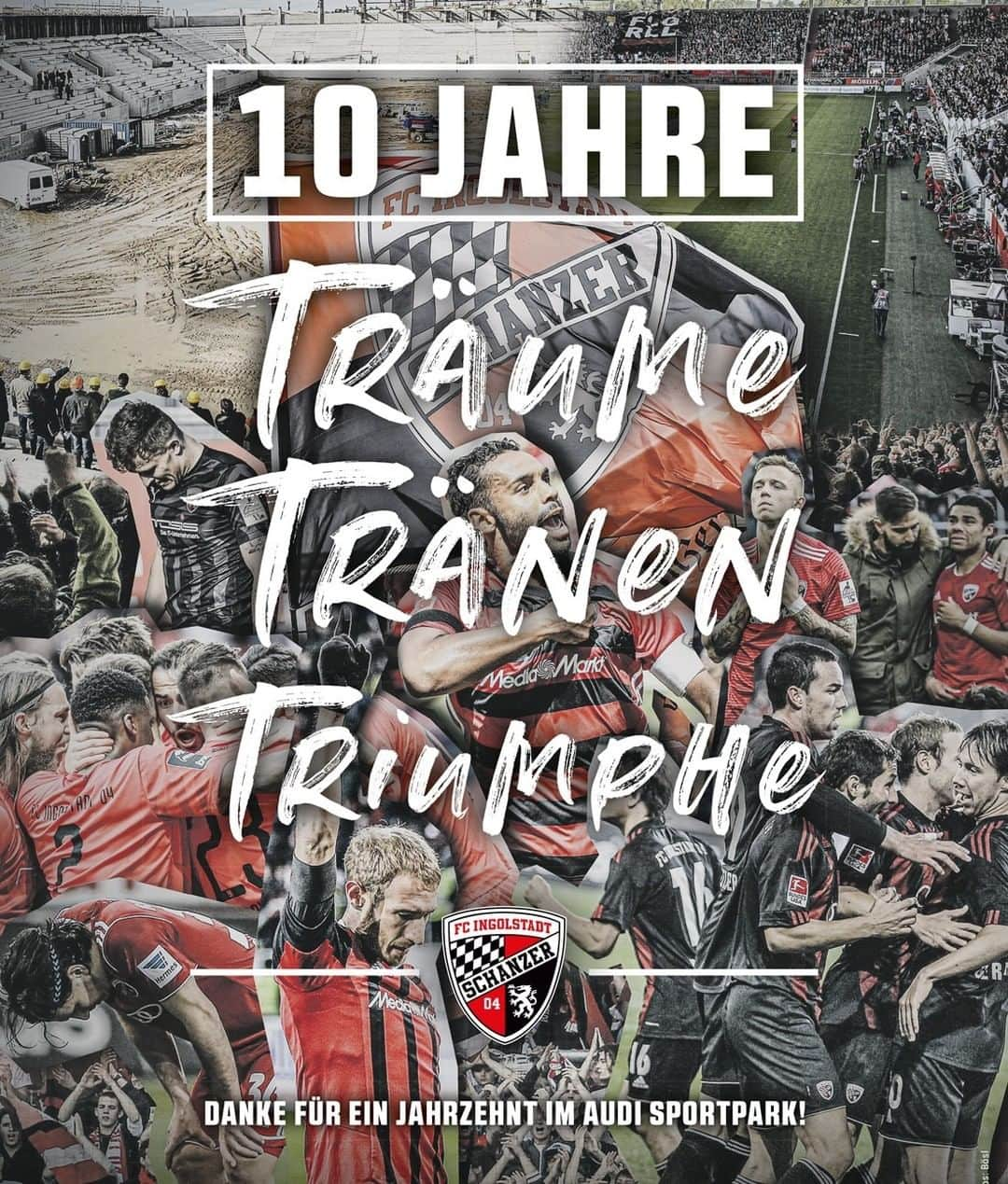 FCインゴルシュタット04さんのインスタグラム写真 - (FCインゴルシュタット04Instagram)「Unsere Heimat. Unser Stolz. 🖤❤️ Alles Gute, "altes Haus"! 😉👏🎉 ___ Was wohl in den nächsten 10 Jahren alles passiert? 🤔🤯 . . #birthday #happybirthday #Zehnjähriges #Jubiläum #AudiSportpark #SchanzerHeimat #Stadion #Heimspiele #schanzerdassindwir #Schanzerfürimmer #Ingolstadt #FCI #FCIngolstadt #soccer #fussball #football #3liga #zeigtsuns #fu3ball #gemeinsam #zusammen #miteinander #Team #Familie #10Jahre #ASP #Dahoam #dahoamisamscheensten」7月25日 2時01分 - dieschanzer