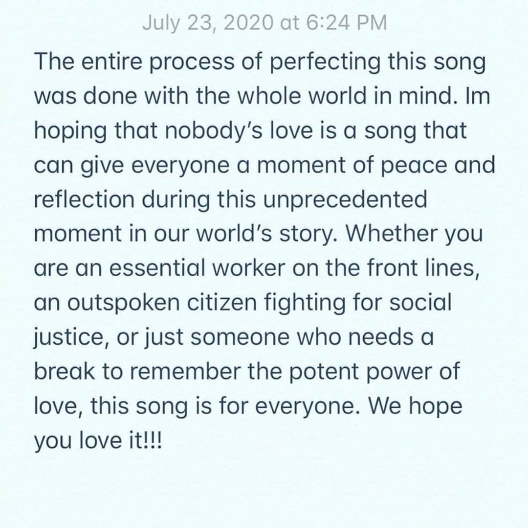 のインスタグラム：「From our house to yours... “Nobody’s Love” OUT NOW.」