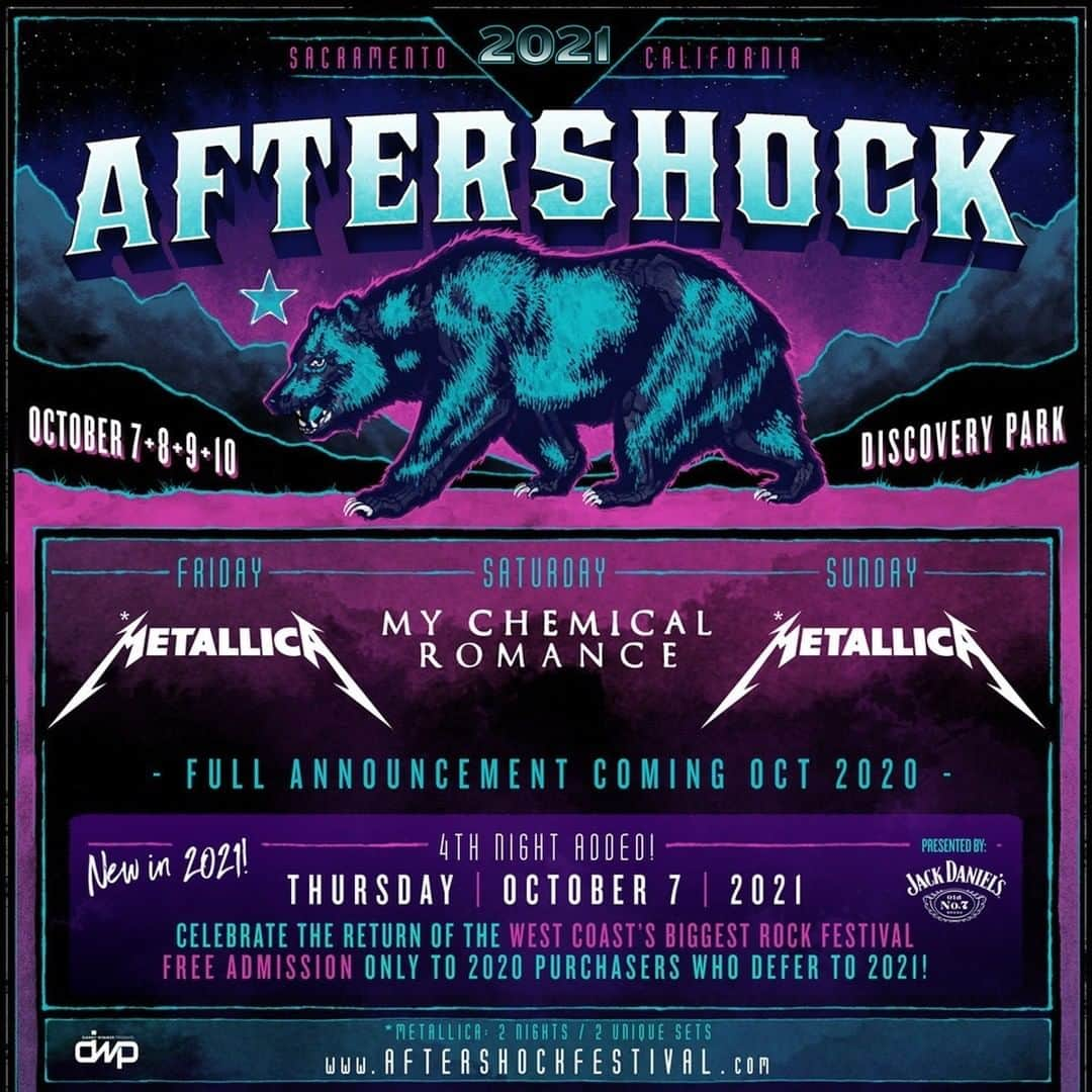 メタリカさんのインスタグラム写真 - (メタリカInstagram)「@dannywimmerpresents' @aftershockfestival, originally scheduled for early October, has been postponed and will now take place next year. The good news is that we’ll be there for two nights as originally planned, each with a unique set list! Check out www.AftershockFestival.com for more info. #Aftershock」7月25日 4時04分 - metallica