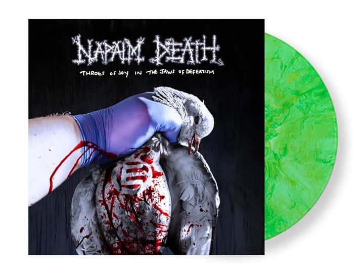 Revolverさんのインスタグラム写真 - (RevolverInstagram)「Napalm Death are gearing up to drop their new album 'Throes of Joy in the Jaws of Defeatism' and we've got an exclusive pressing on "Mucus With Envy Swirled" green vinyl, limited to 250.⁠ ⁠ @theofficialnapalmdeath's latest offering features 12 tracks of politically charged, experimental grindcore. ⁠ ⁠ Hit the link in our bio to snag one for yourself before they are gone!」7月25日 5時01分 - revolvermag