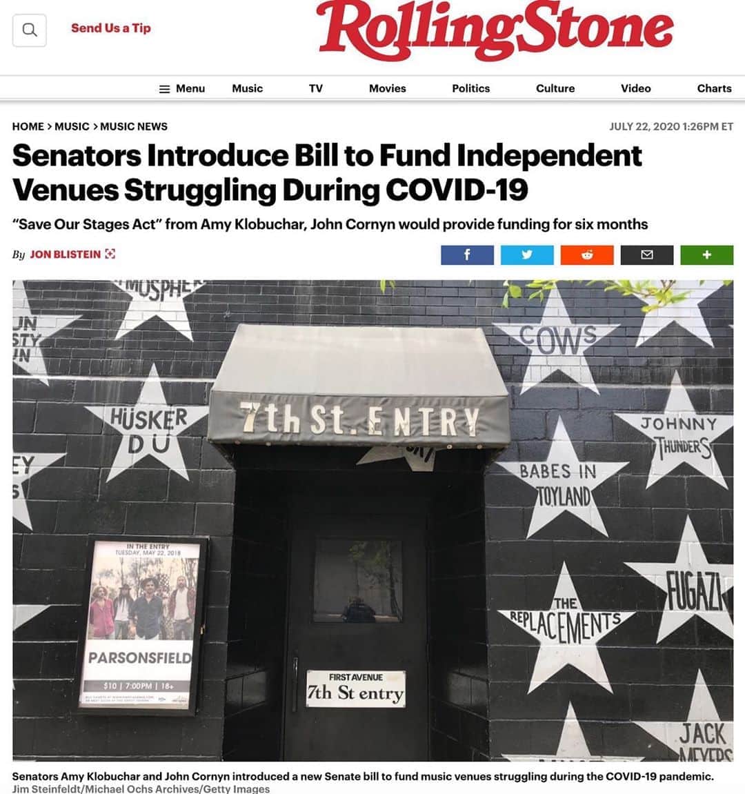 A Place to Bury Strangersのインスタグラム：「Please support this legislation:  #saveourstages #nivassoc   From Rolling Stone: “Senators John Cornyn of Texas and Amy Klobuchar of Minnesota introduced a new relief bill for independent music and entertainment venues struggling during the COVID-19 pandemic.  Per a press release, the “Save Our Stages Act” would provide six months of financial support to help “keep venues afloat, pay employees and preserve a critical economic sector for communities across America.” Independent music and entertainment venues have been among the hardest-hit businesses during the COVID-19 crisis. Even as some portions of the economy begin to re-open, venues will likely remain closed for some time, as the coronavirus is believed to spread especially quickly in crowded indoor spaces.  In a statement, the National Independent Venue Association hailed the “Save Our Stage” act. “While existing government assistance programs have helped other industries, they weren’t tailored to meet the needs of small businesses like ours that have zero revenue, enormous overhead and no visibility into when we can fully re-open,” said Adam Hartke, the co-chair of the organization’s advocacy committee. “The Save Our Stages Act will provide the assistance we need to get through the shutdown until we can reopen safely and once again become the economic generators for our communities that we’ve always been.”  The “Save Our Stages” act arrives on the heels of another relief bill, the RESTART Act, which was introduced in both the Senate and the House. It isn’t specifically tailored to music venues, but broadly focuses on businesses with high overhead and no revenue during the pandemic, a category that definitely includes venues. Earlier this month, the NIVA issued a letter signed by the three major labels, as well as Spotify, Amazon Music and YouTube, urging legislators to support the RESTART Act.”  Full article here:  https://www.rollingstone.com/music/music-news/senate-bill-independent-venues-covid-19-relief-aid-1032542/  (Link In Bio)  #saveourstages #niva #saveindependentvenues #amyklobuchar #johncomyn」