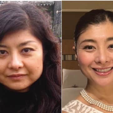 間々田佳子のインスタグラム：「自分の顔を大切に使うようになったら 自分の顔が好きになってきた❣️  38 years old now 48💪  #顔は自力で修正しよう‼️ #筋肉はうらぎらない  #間々田佳子 #コアフェイストレーニング #老け顔改善トレーニング #自分次第」
